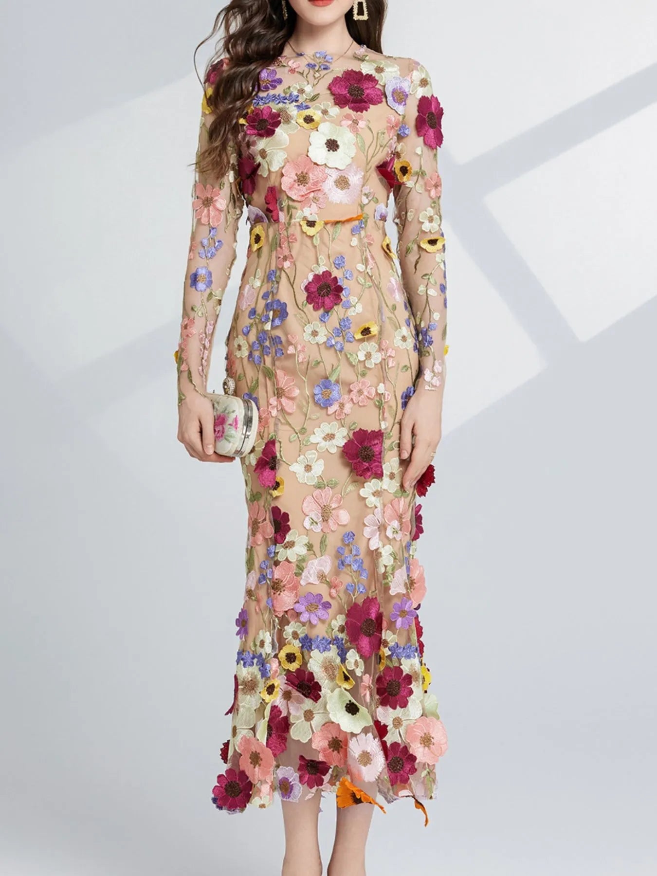 Floral Whimsy Midi Dress - Oh she Rose
