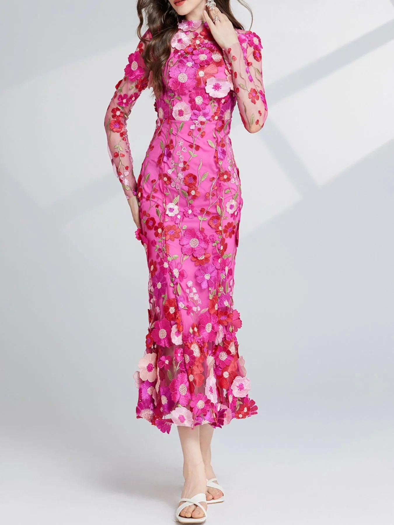 Floral Whimsy Midi Dress - Oh she Rose
