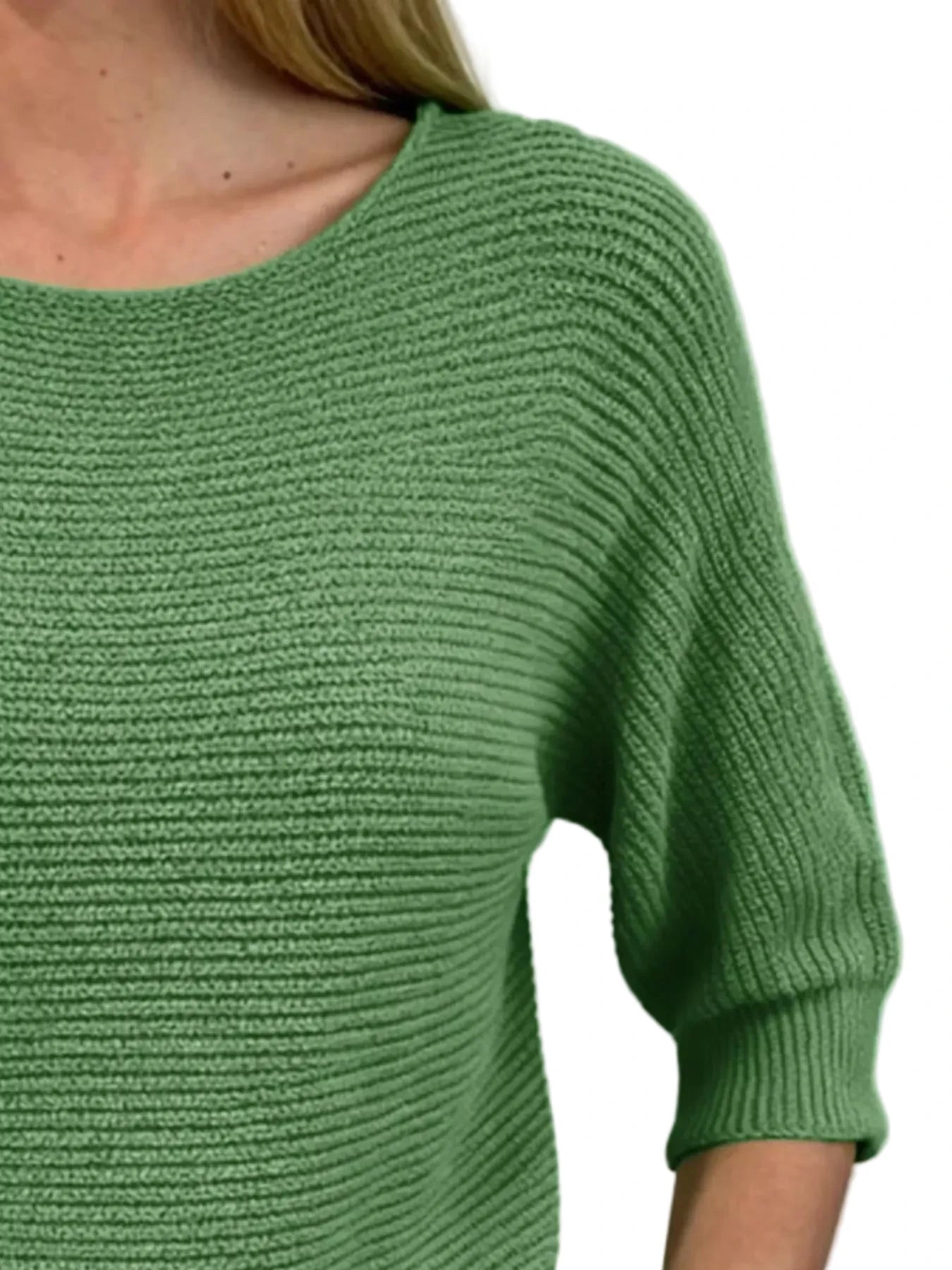 Full Size Ribbed Knit Round Neck Sweater Plus Size - Oh she Rose