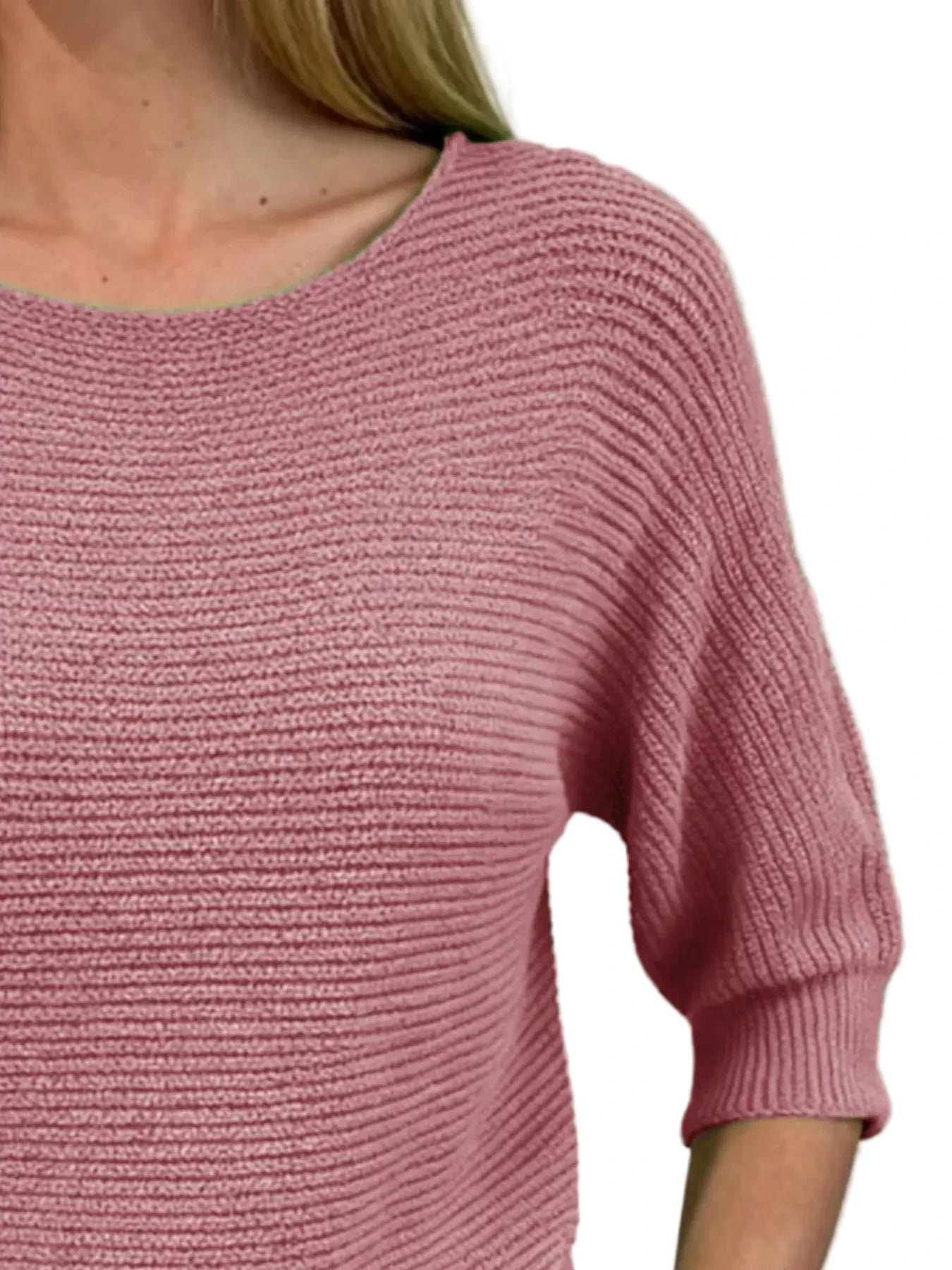 Full Size Ribbed Knit Round Neck Sweater Plus Size - Oh she Rose