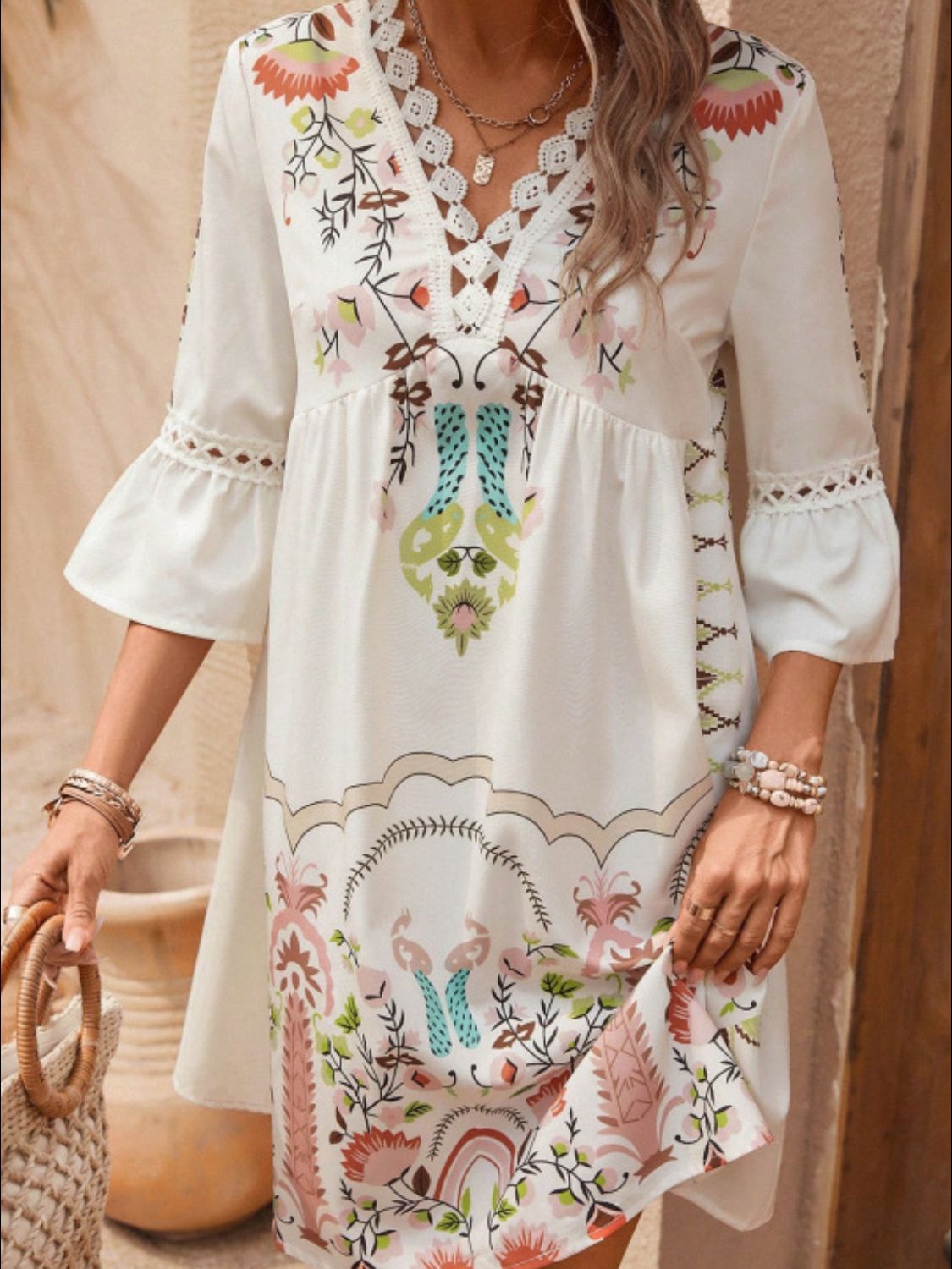 Garden Party Three - Quarter Sleeve Dress - Oh she Rose