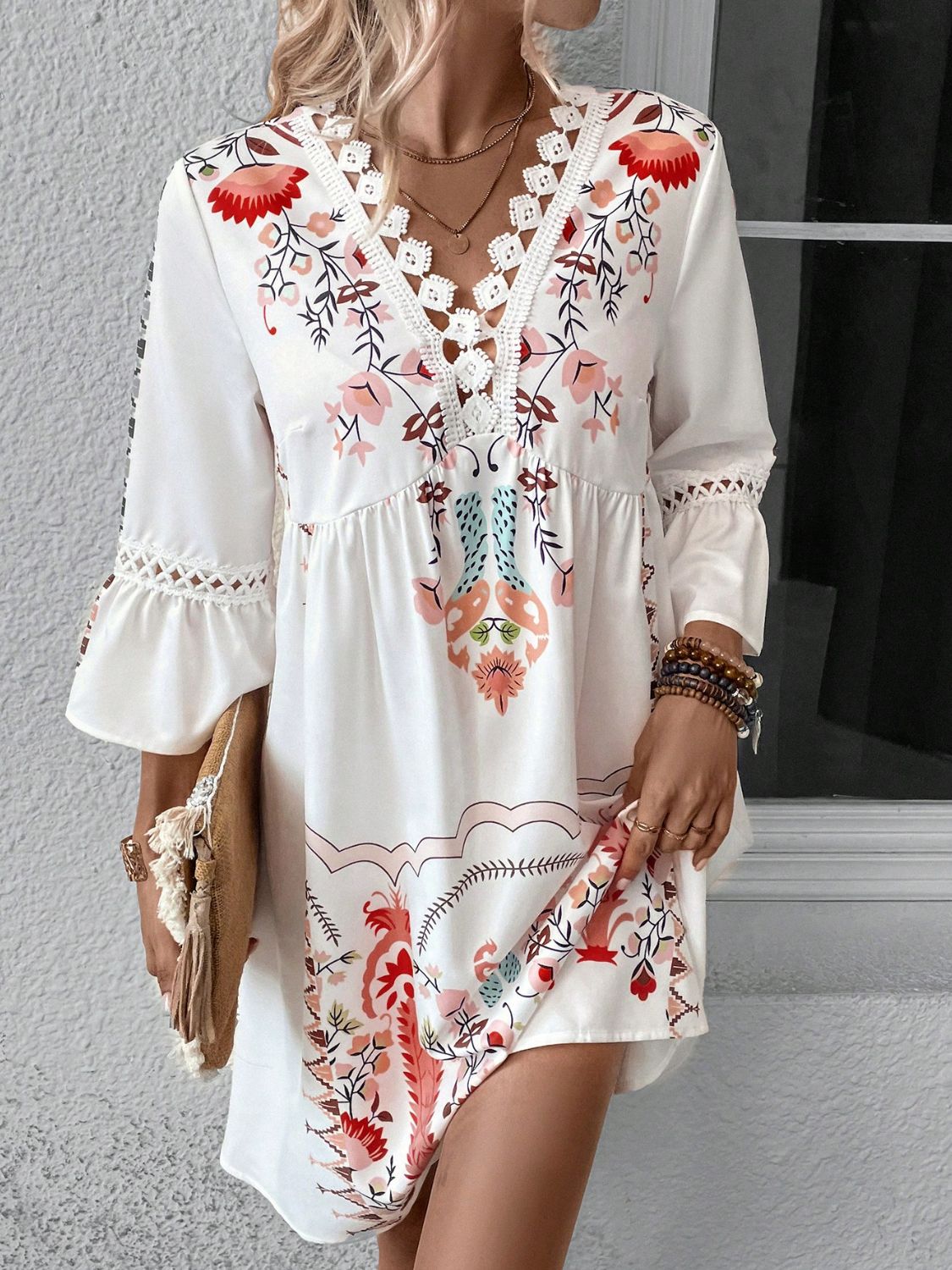 Garden Party Three - Quarter Sleeve Dress - Oh she Rose