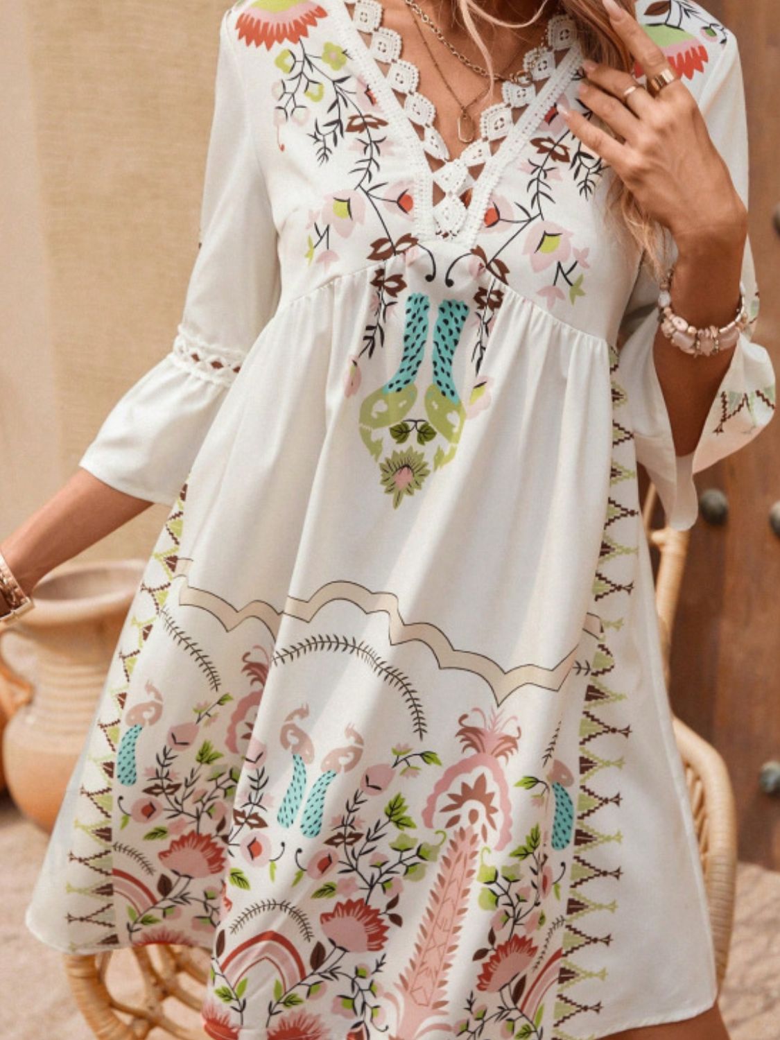 Garden Party Three - Quarter Sleeve Dress - Oh she Rose