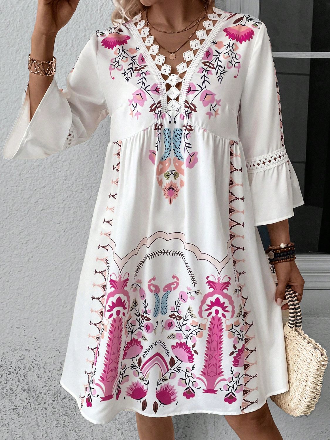 Garden Party Three - Quarter Sleeve Dress - Oh she Rose