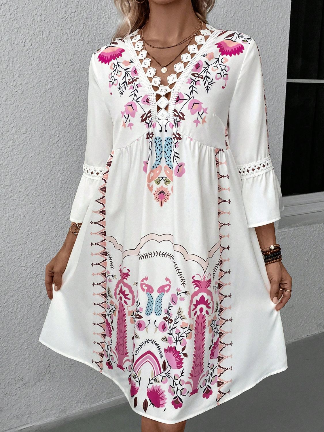 Garden Party Three - Quarter Sleeve Dress - Oh she Rose