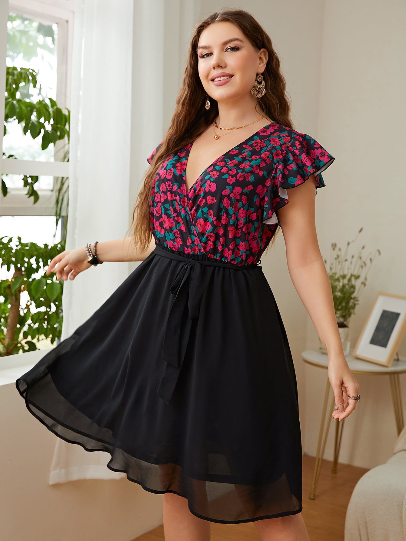 Get it, Girl Flutter Sleeve Dress - Oh she Rose
