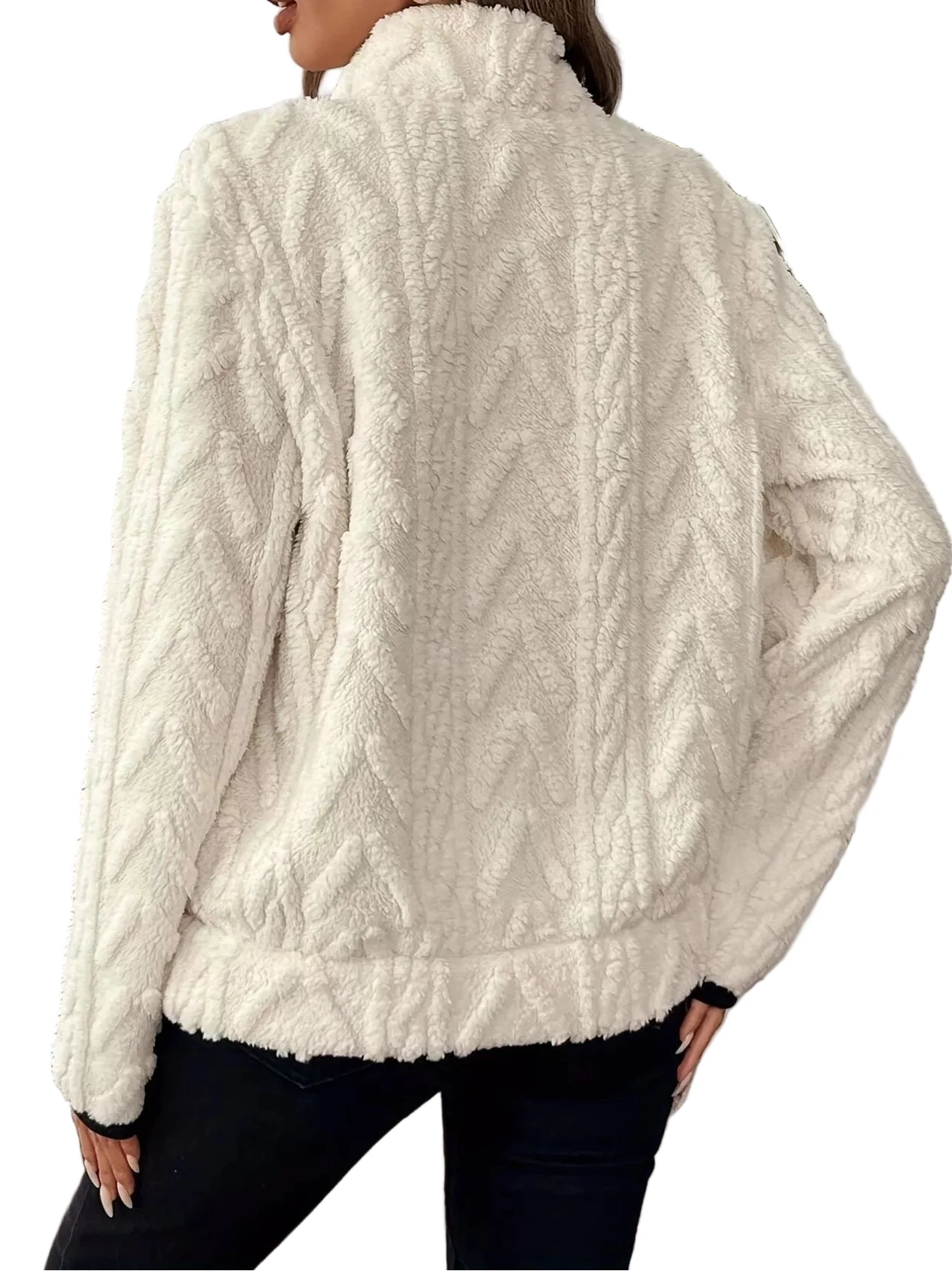 Half - Zipped, Fully Cozy Sherpa Sweatshirt - Oh she Rose