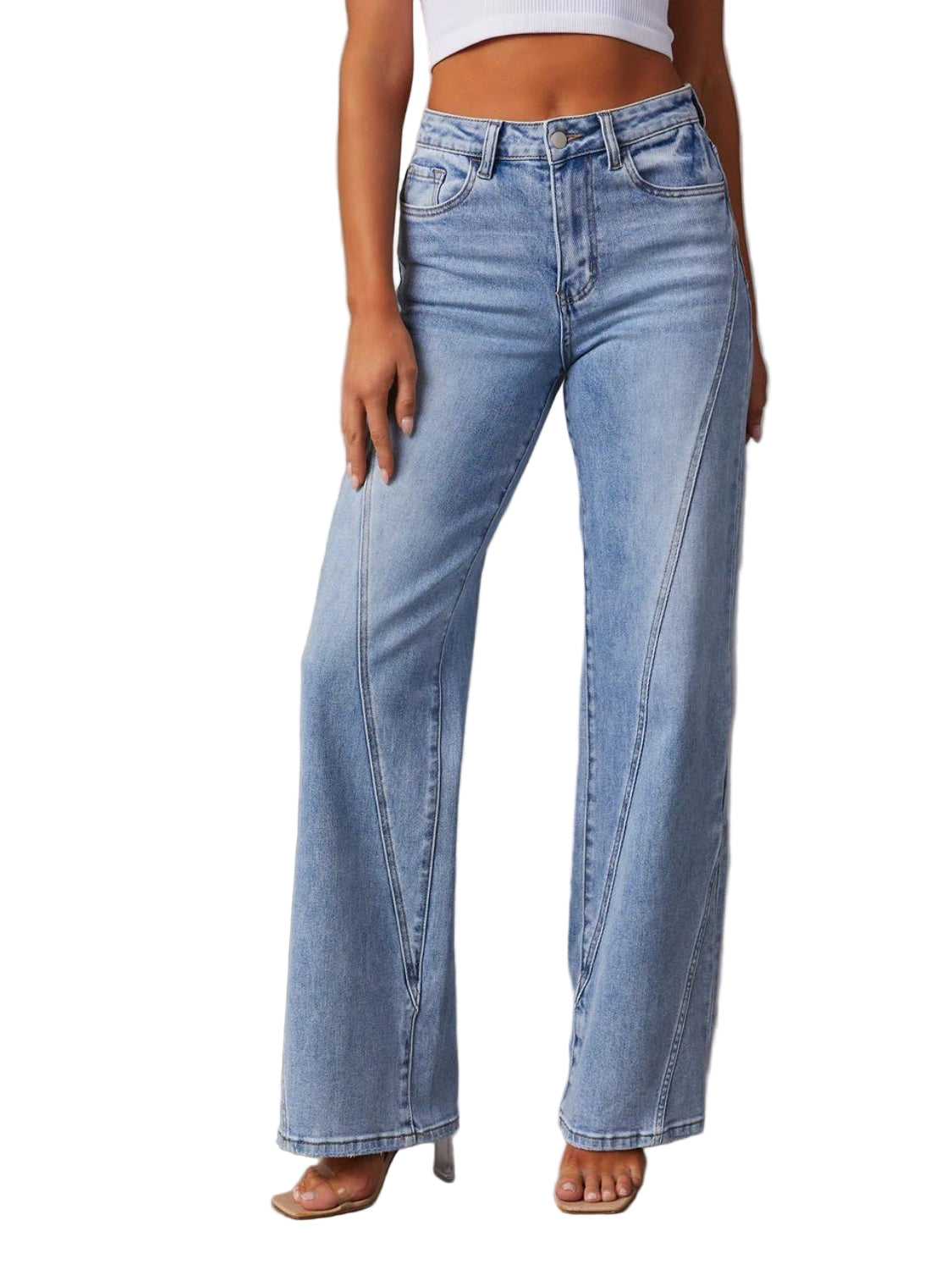 High Waist Straight Leg Jeans - Oh she Rose