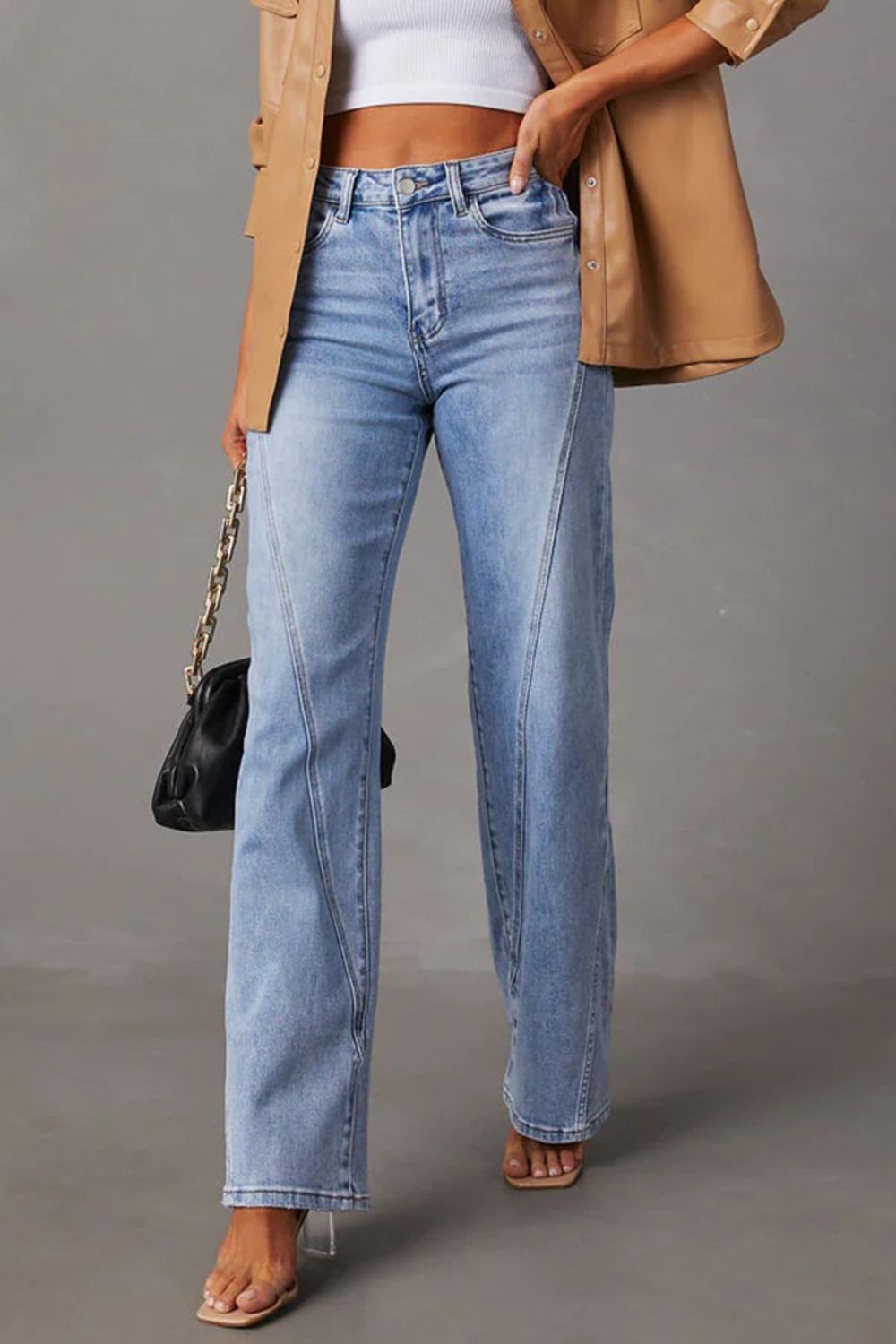 High Waist Straight Leg Jeans - Oh she Rose