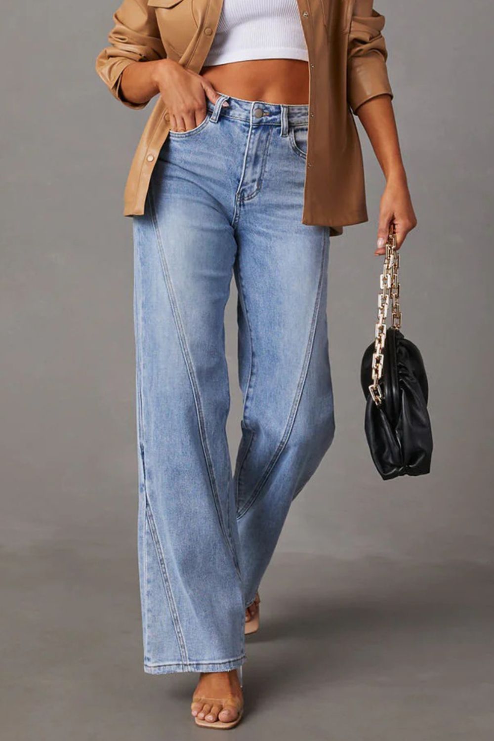 High Waist Straight Leg Jeans - Oh she Rose
