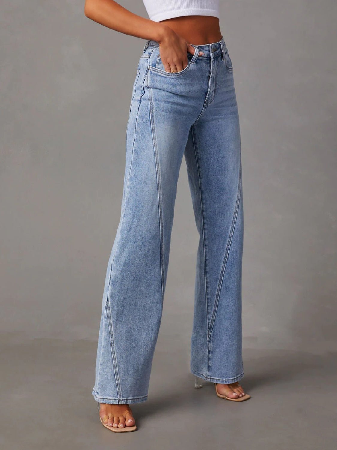 High Waist Straight Leg Jeans - Oh she Rose