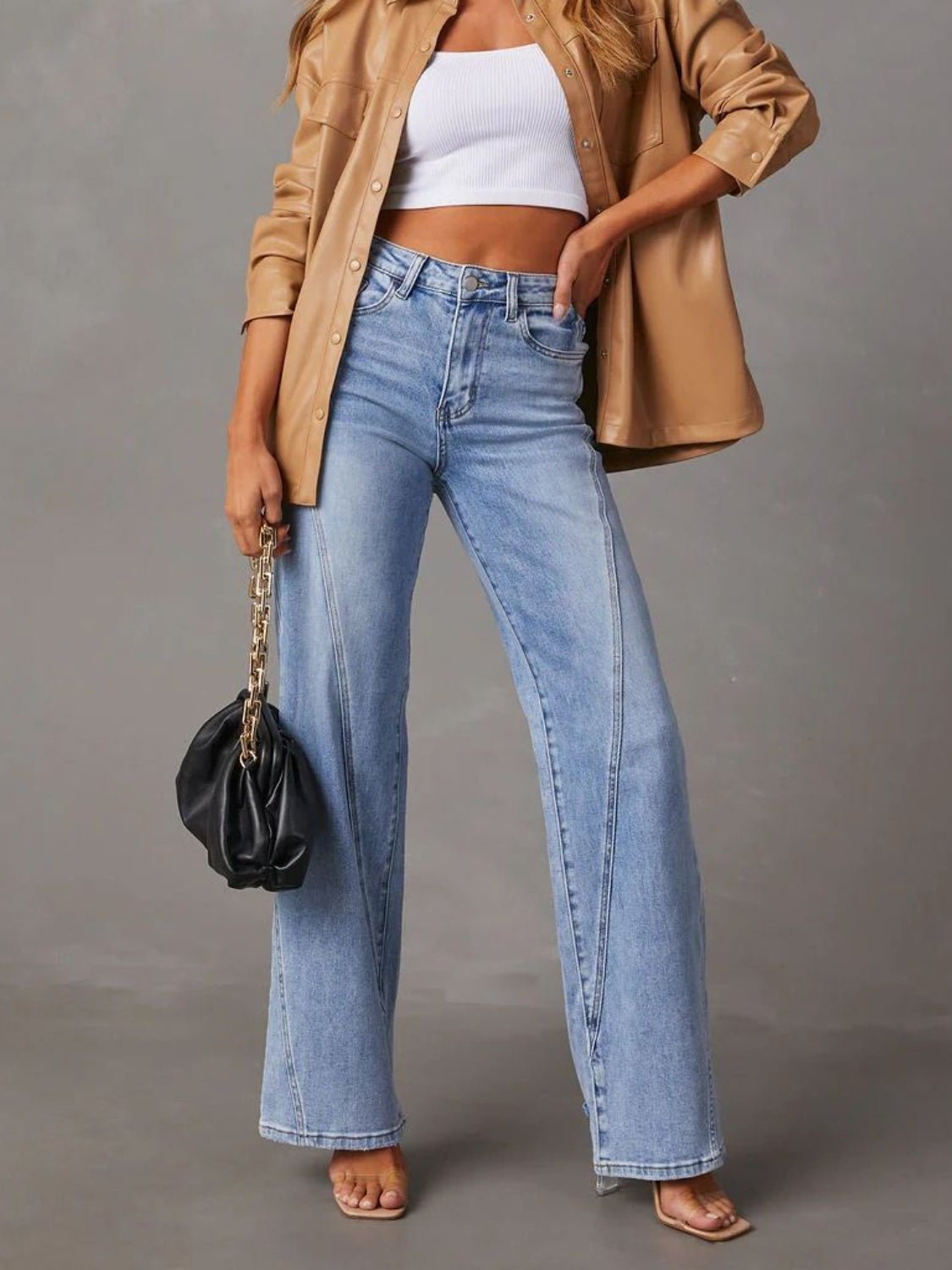 High Waist Straight Leg Jeans - Oh she Rose