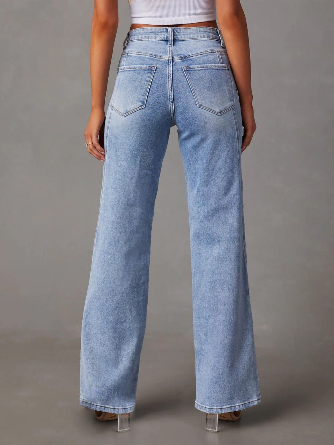 High Waist Straight Leg Jeans - Oh she Rose