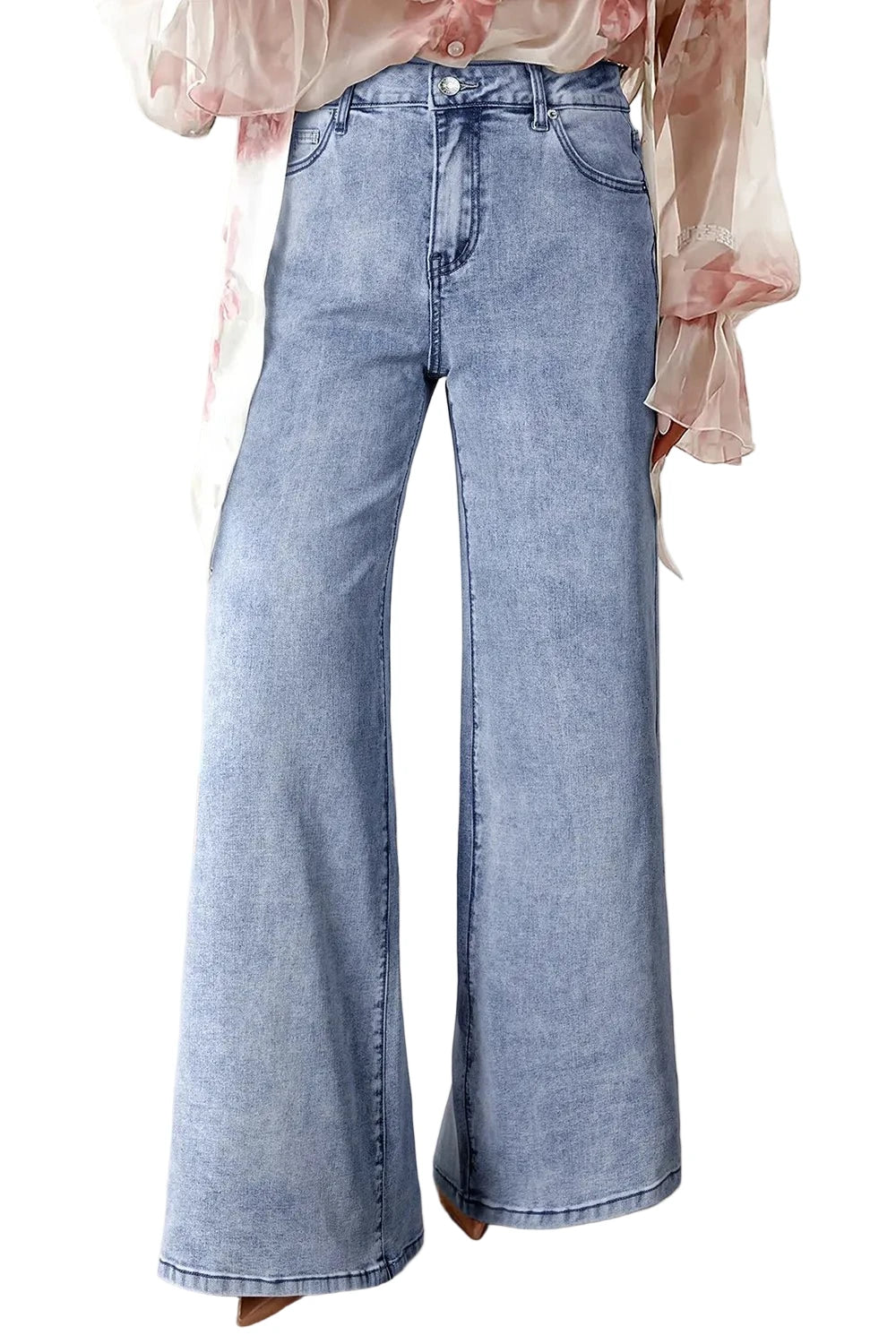 High - Waisted Wide Leg Flare Jeans - Oh she Rose