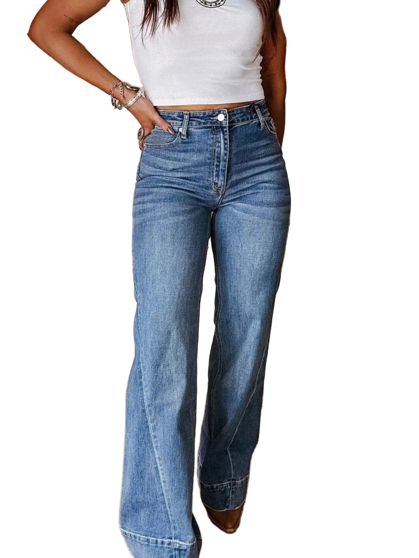 High - Waisted Wide Leg Jeans - Oh she Rose