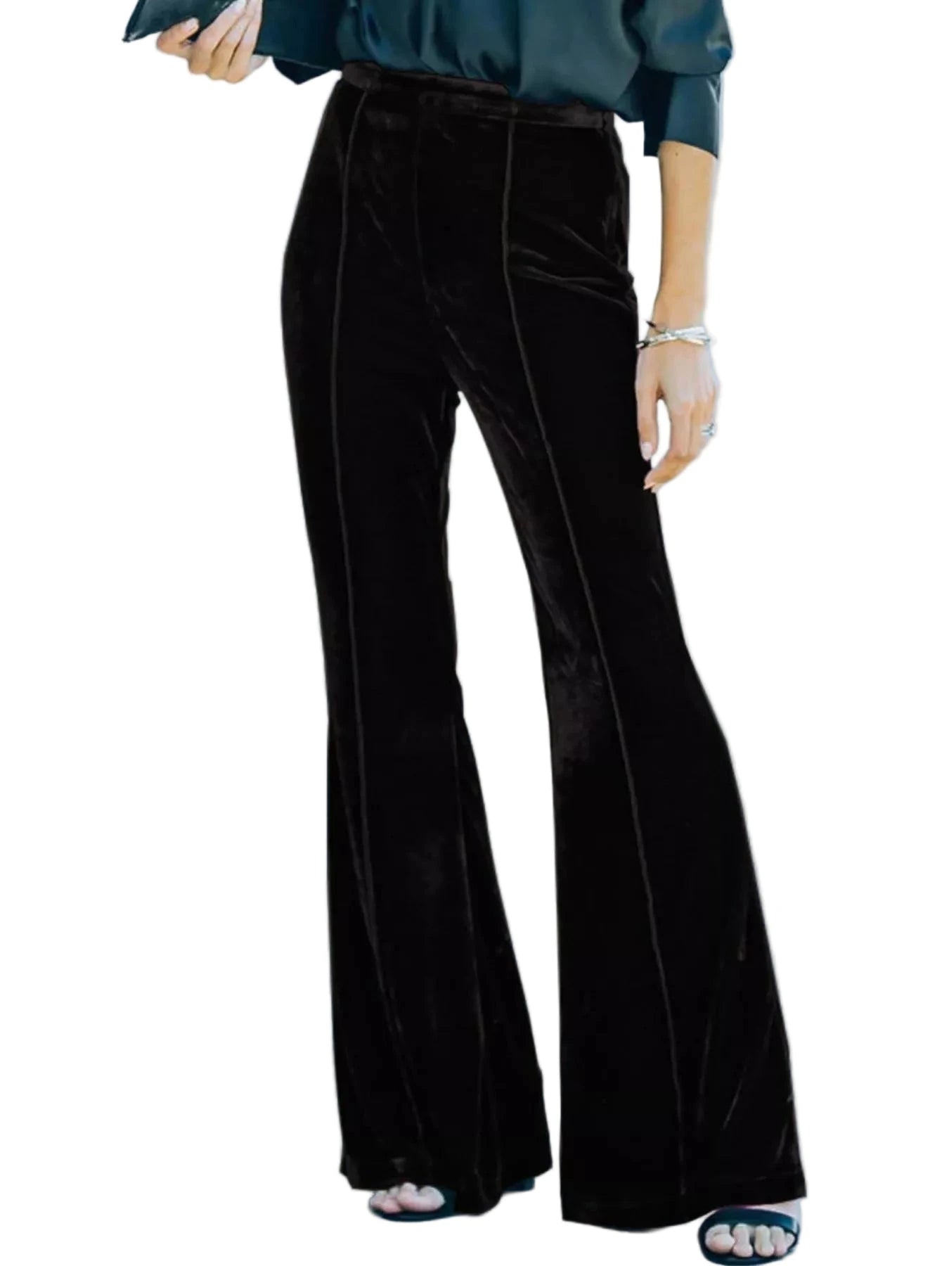 High - Waisted Wide Leg Velvet Pants - Oh she Rose