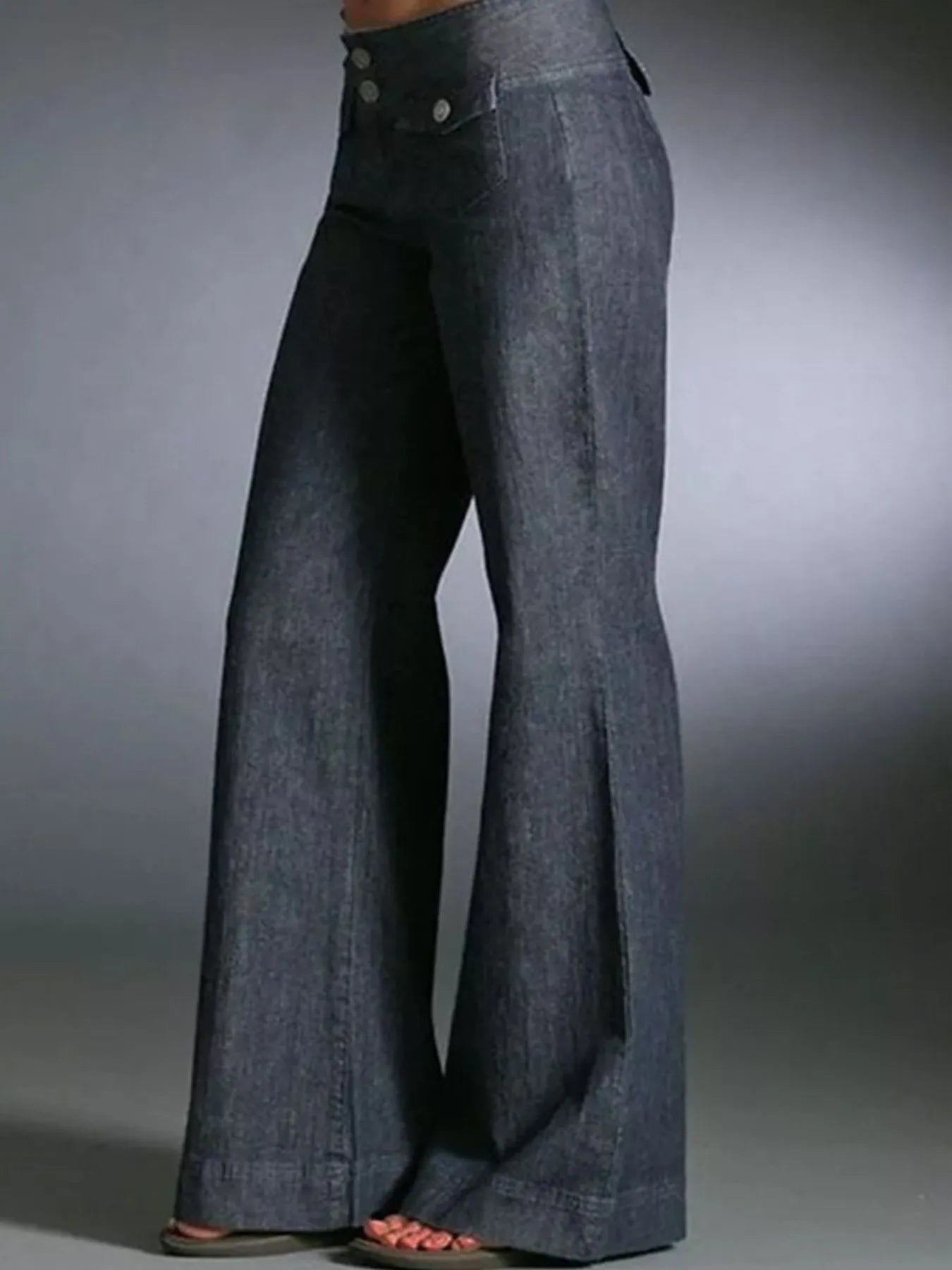 High - Waisted Wide - Leg Wash Jeans - Oh she Rose
