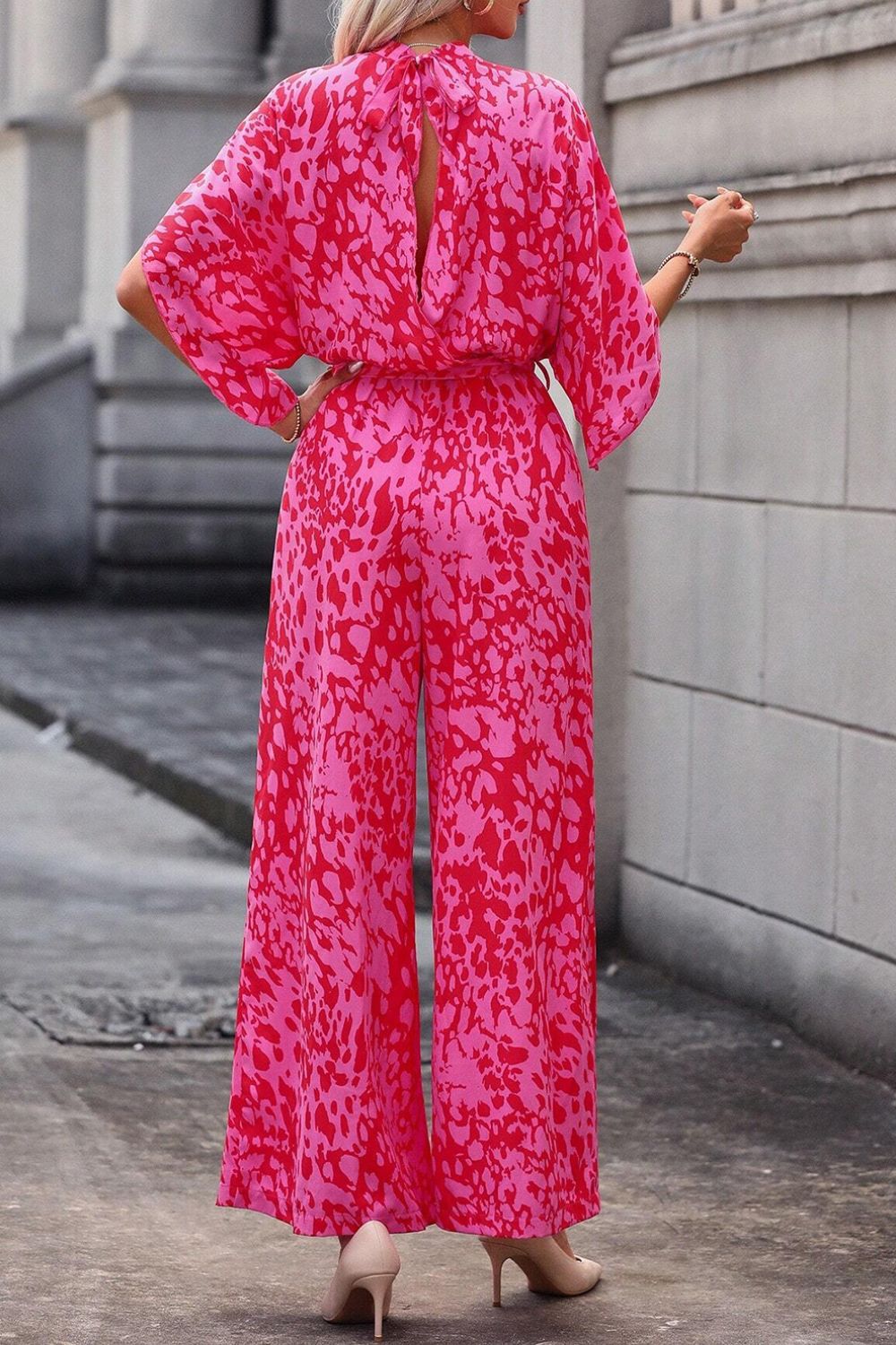 Leopard Belted Wide Leg Jumpsuit - Oh she Rose