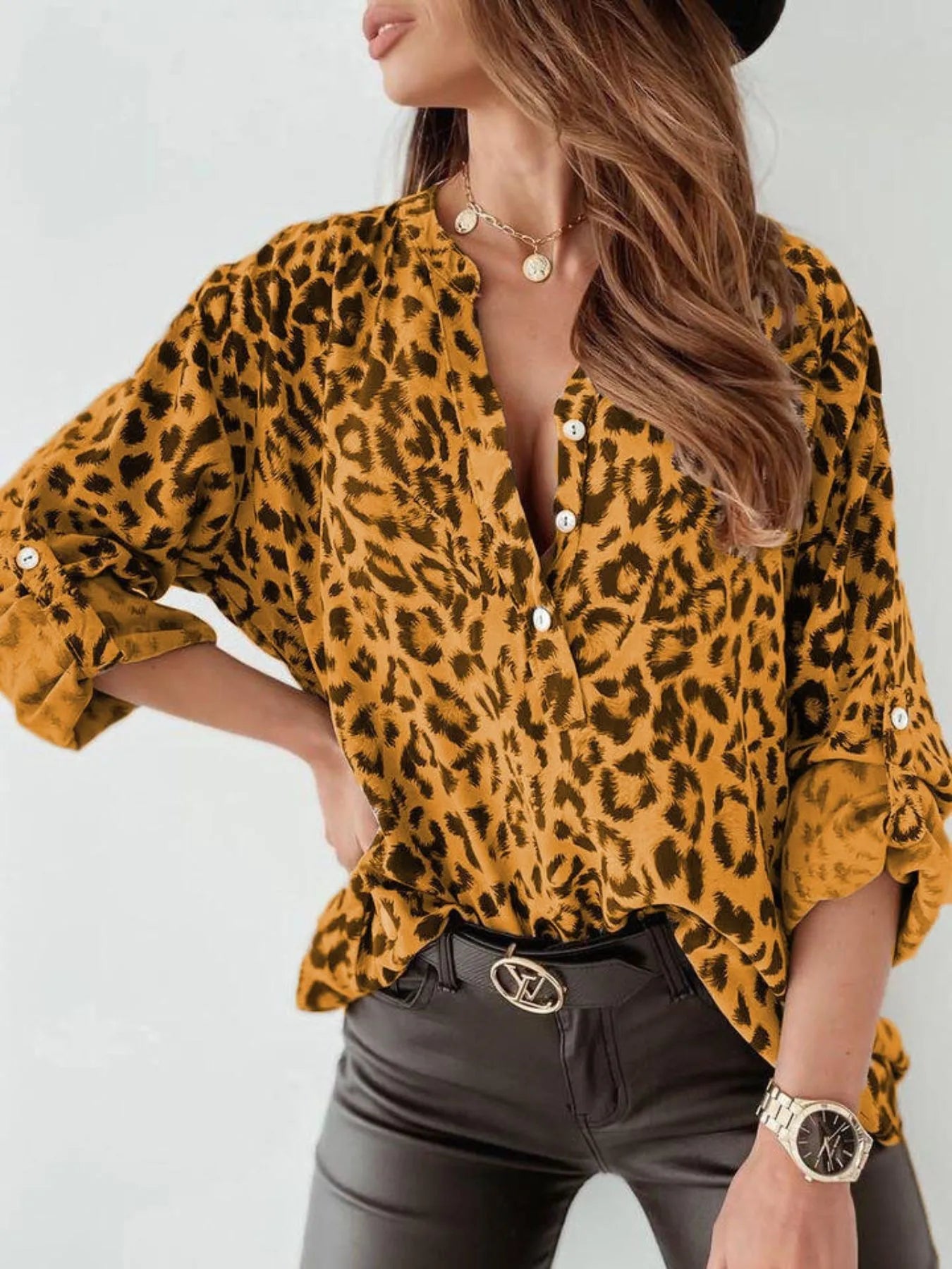 Leopard Print Blouse - Oh she Rose