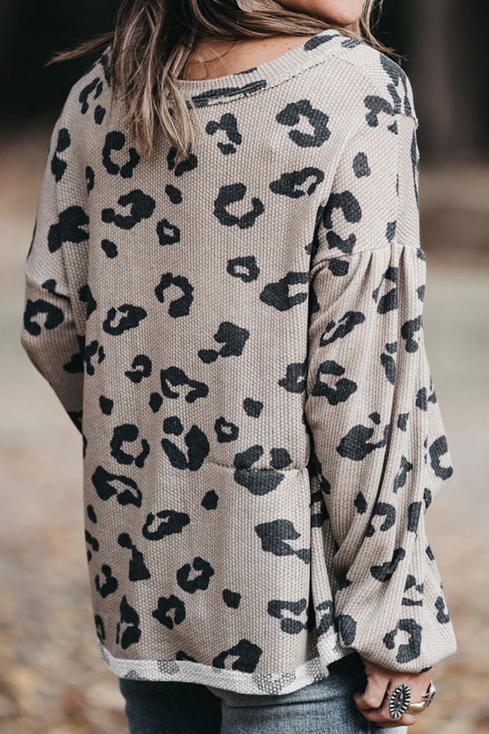 Leopard V - Neck Dropped Shoulder Sweater - Oh she Rose