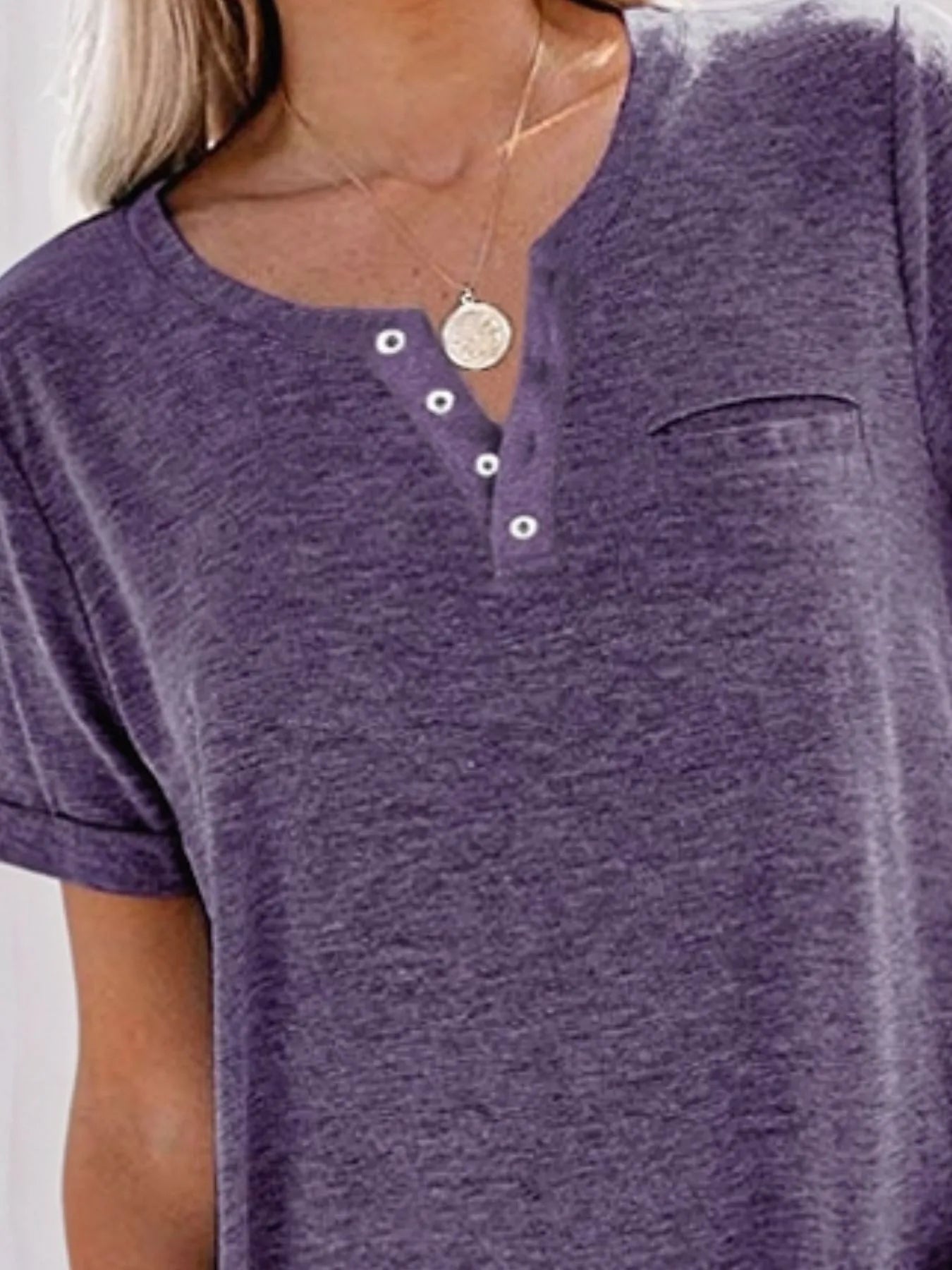 Notched Short Sleeve T-Shirt - Oh she Rose
