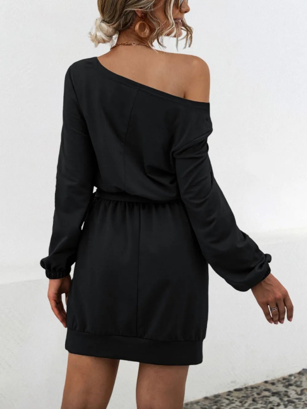 One Shoulder Tie Waist Dress - Oh she Rose