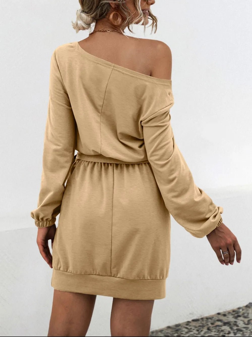 One Shoulder Tie Waist Dress - Oh she Rose