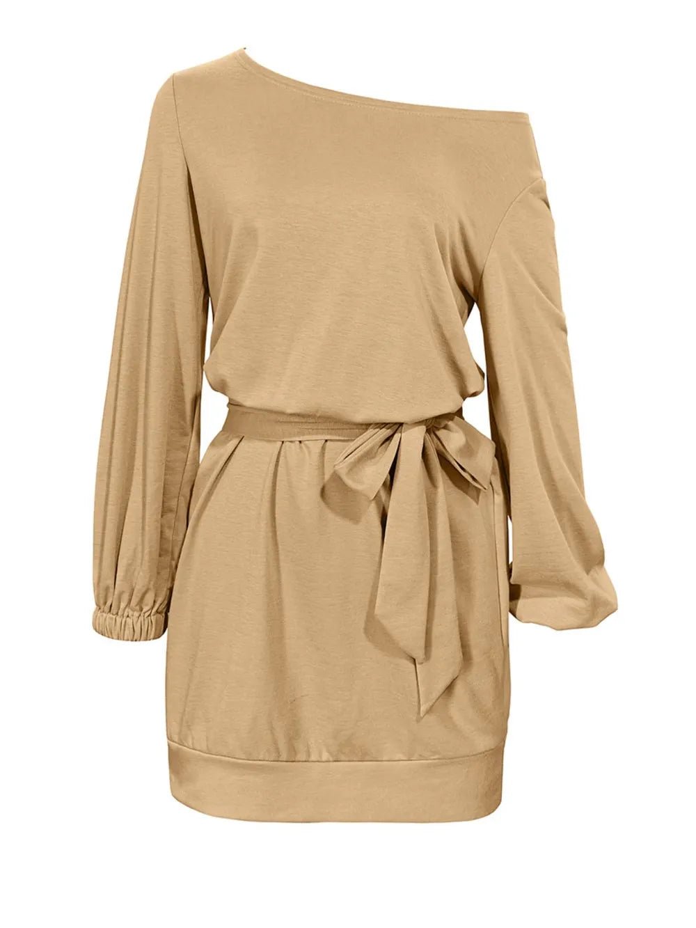 One Shoulder Tie Waist Dress - Oh she Rose