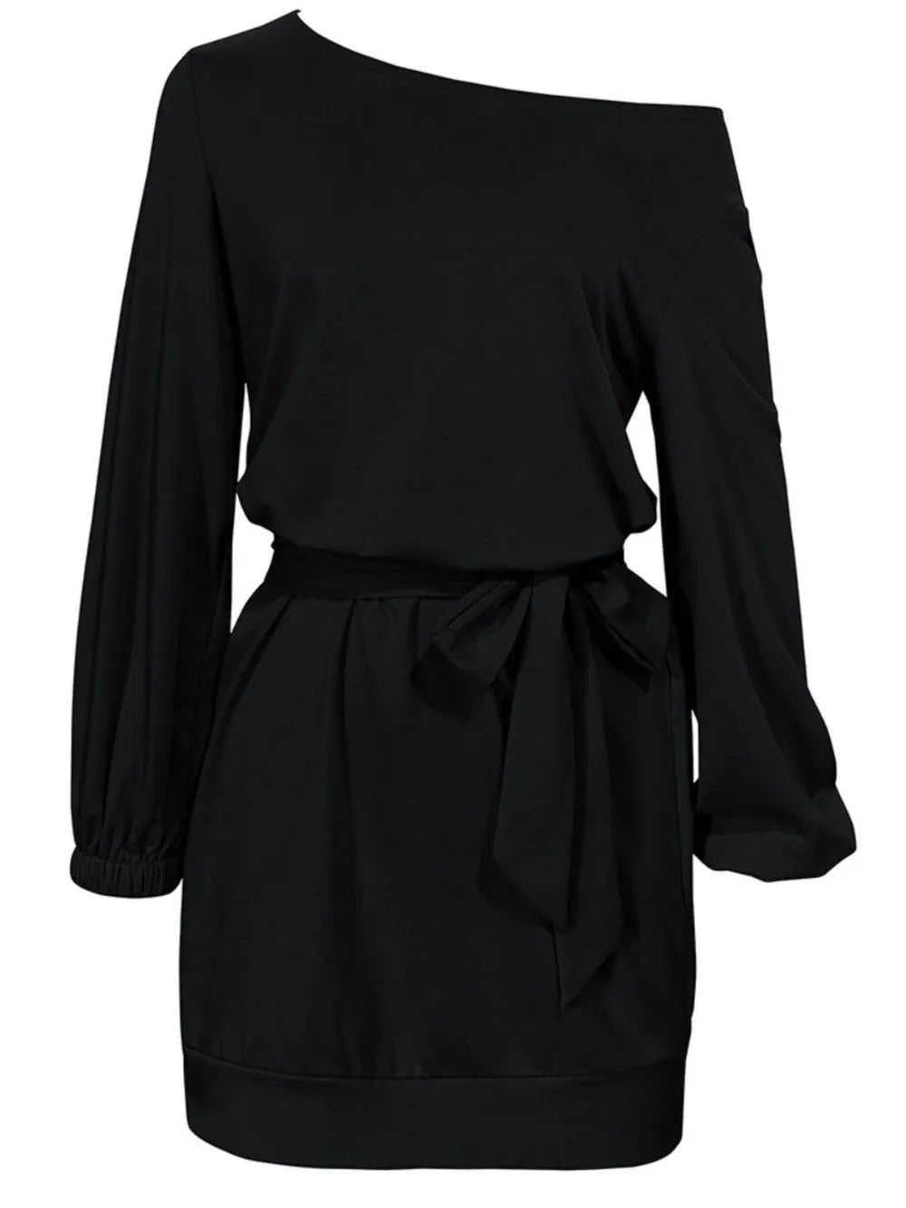 One Shoulder Tie Waist Dress - Oh she Rose