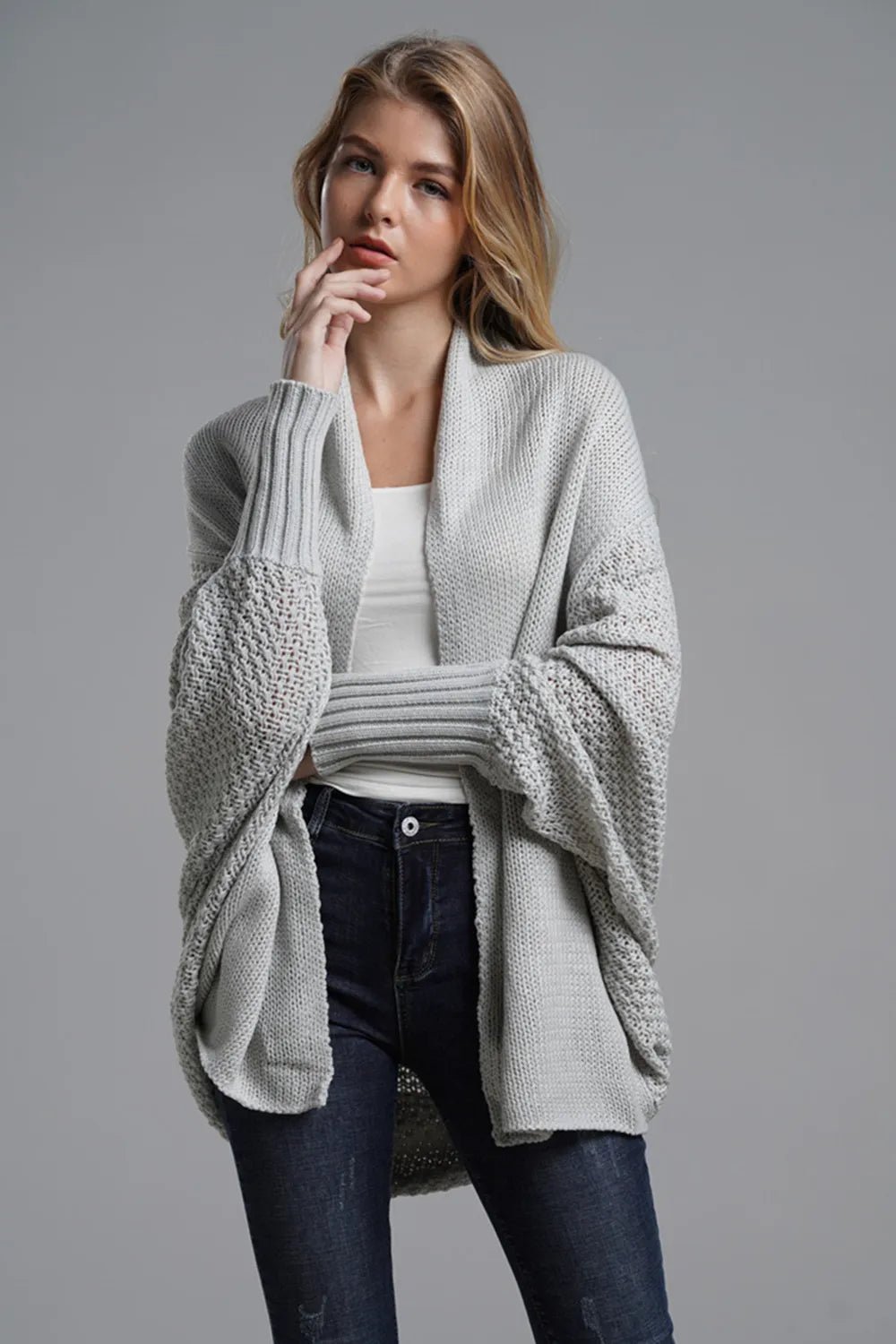 Open Front Batwing Sleeve Cardigan - Oh she Rose