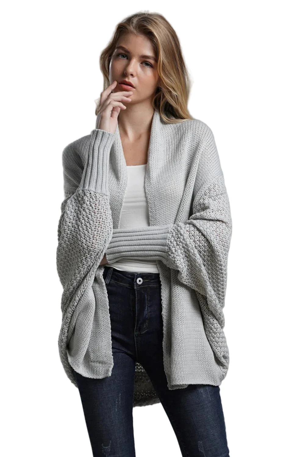 Open Front Batwing Sleeve Cardigan - Oh she Rose