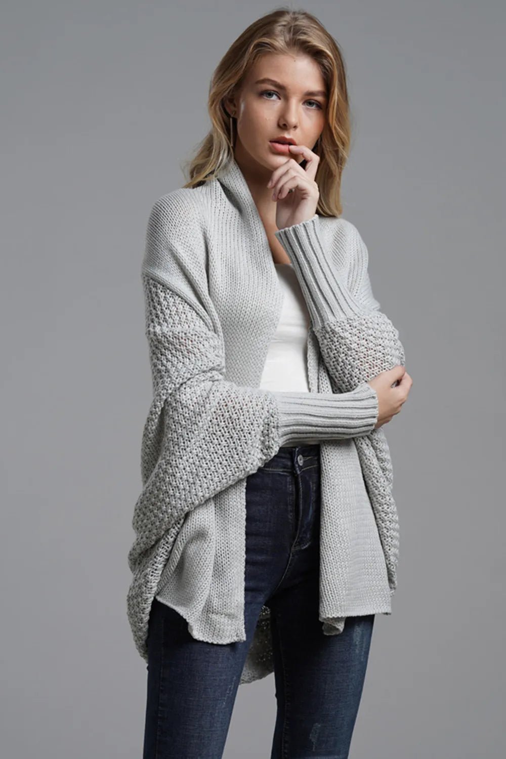 Open Front Batwing Sleeve Cardigan - Oh she Rose