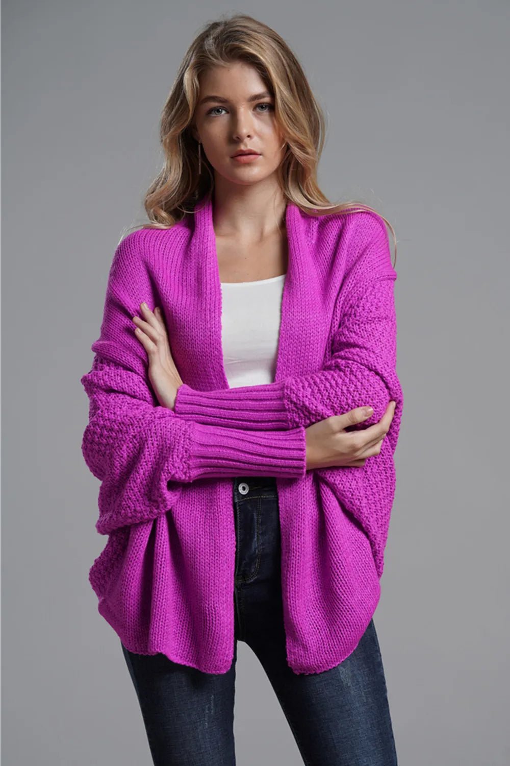 Open Front Batwing Sleeve Cardigan - Oh she Rose