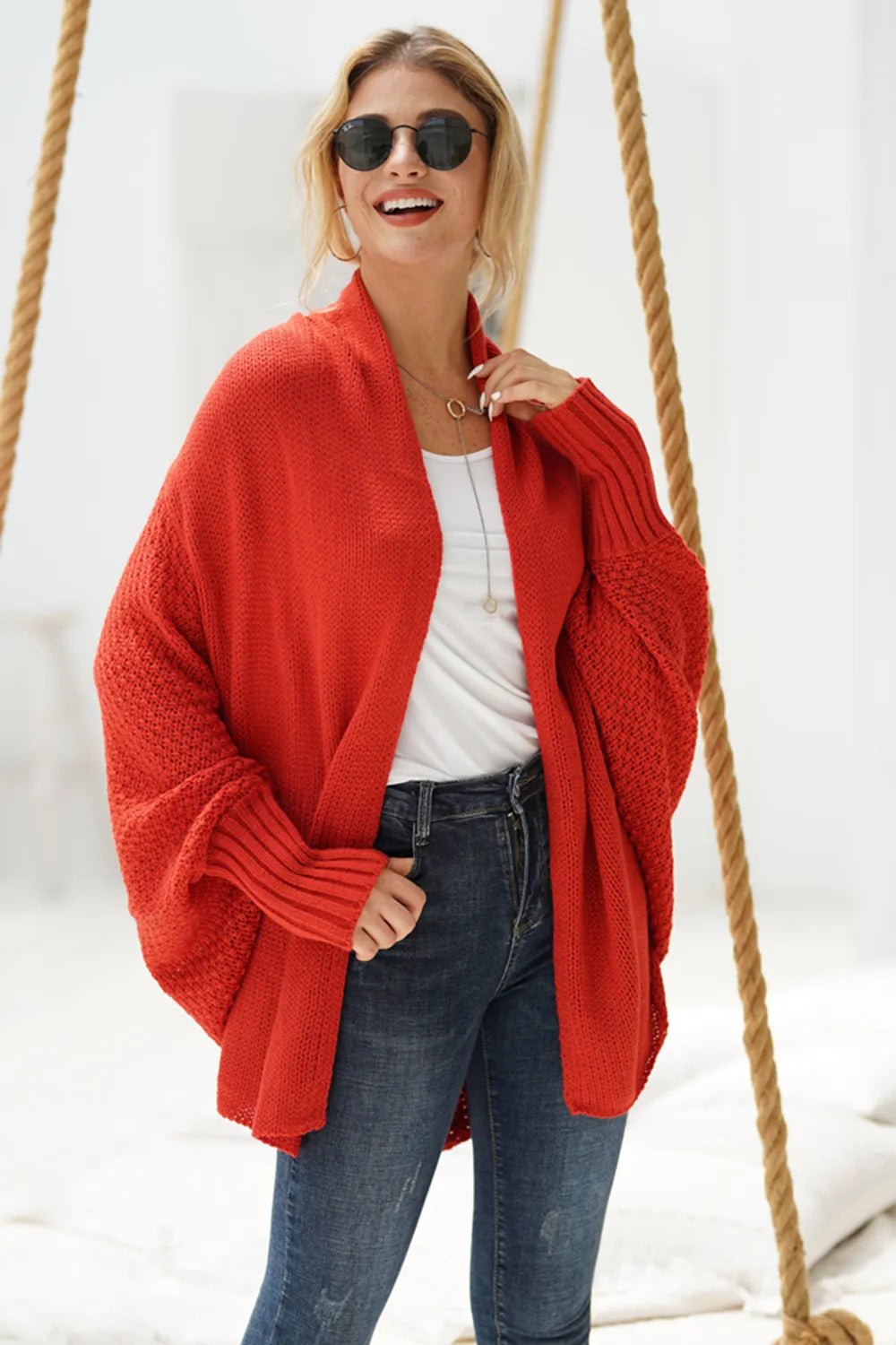 Open Front Batwing Sleeve Cardigan - Oh she Rose