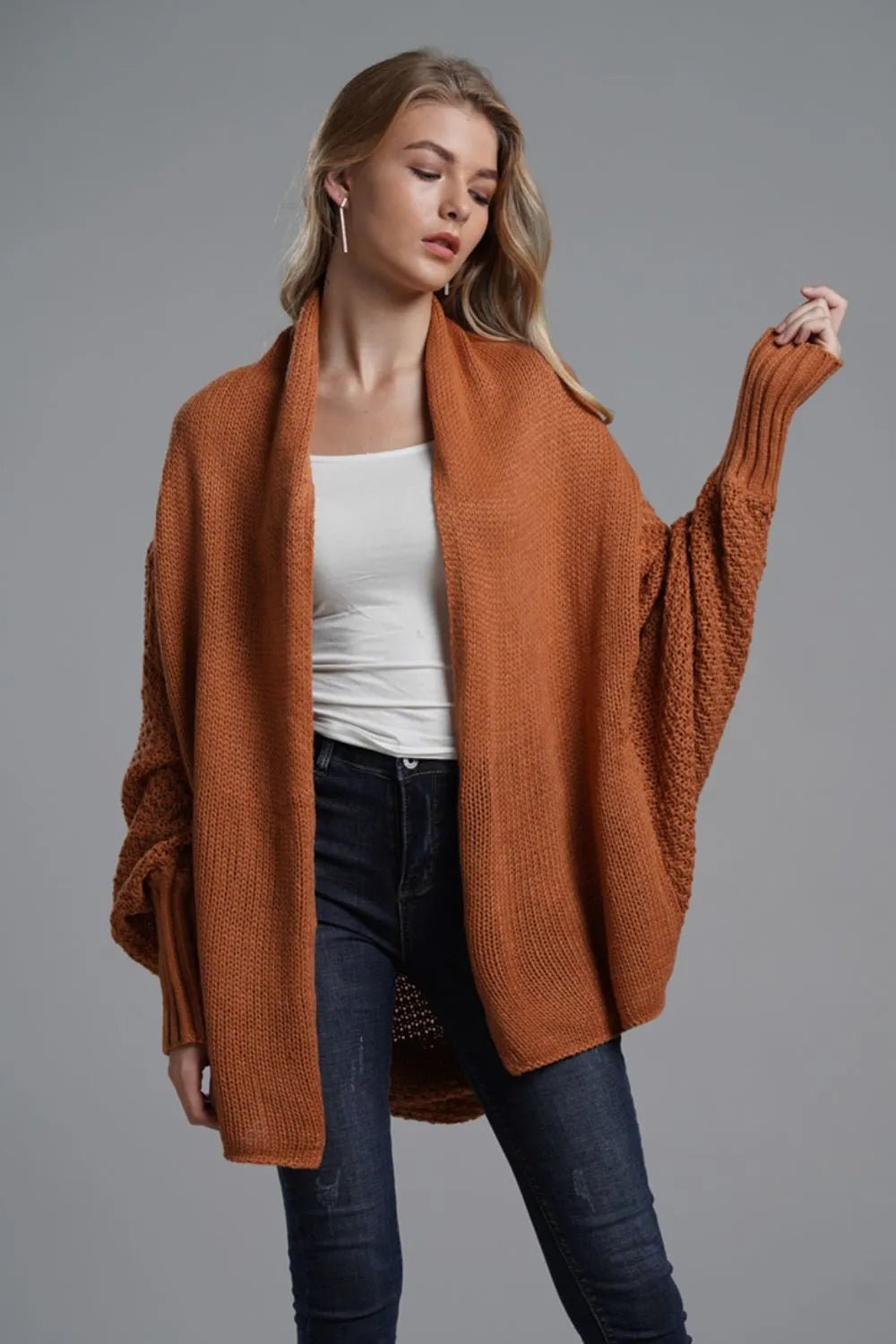Open Front Batwing Sleeve Cardigan - Oh she Rose