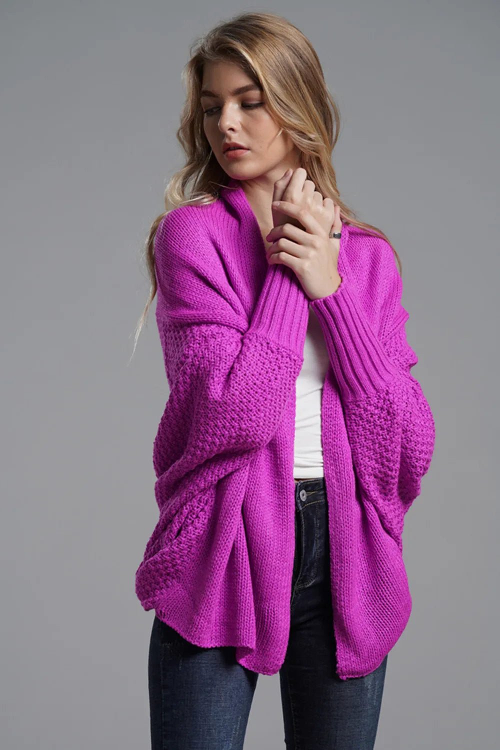 Open Front Batwing Sleeve Cardigan - Oh she Rose