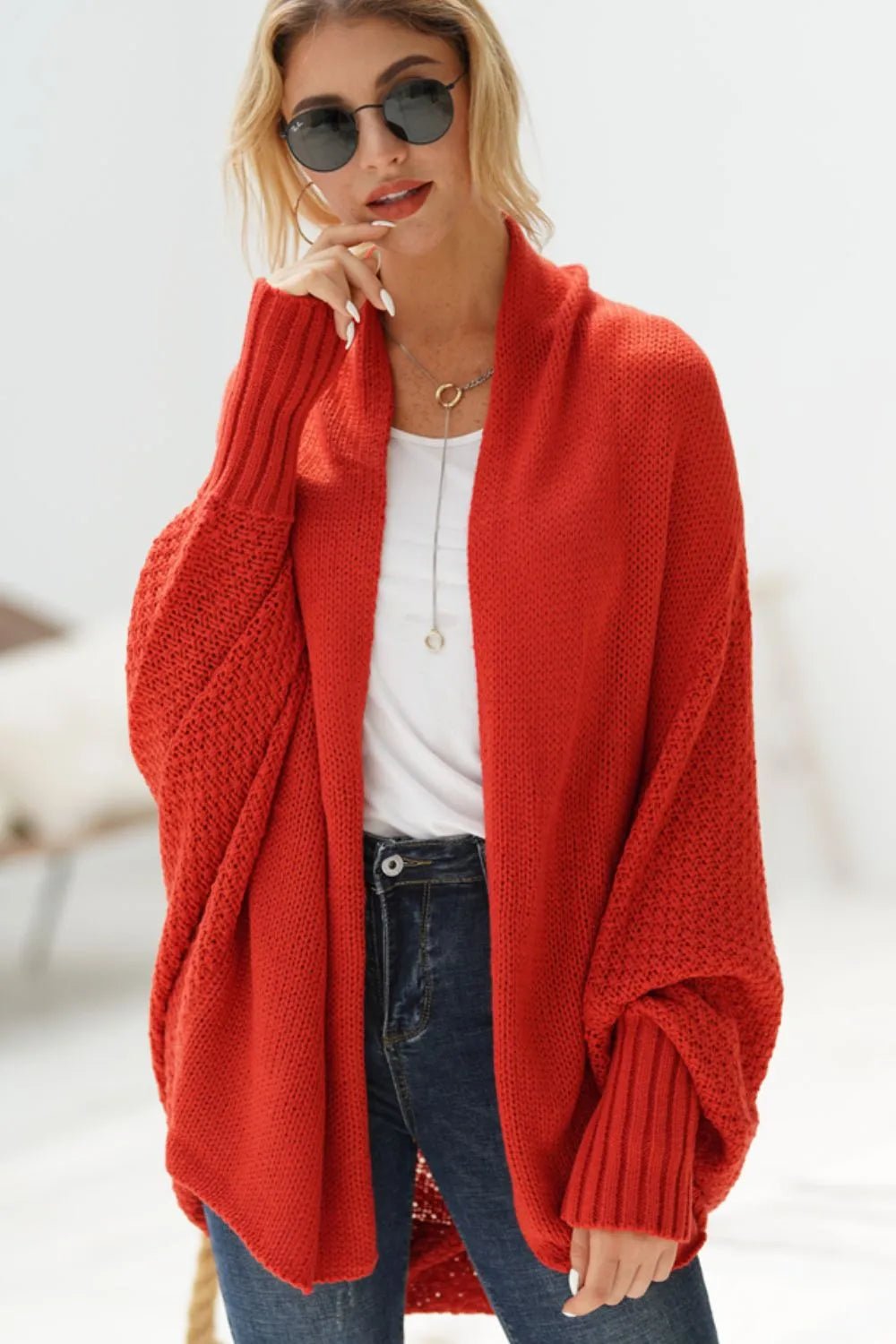Open Front Batwing Sleeve Cardigan - Oh she Rose