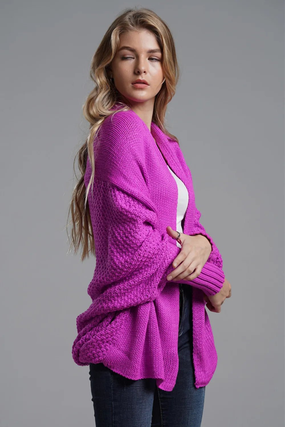 Open Front Batwing Sleeve Cardigan - Oh she Rose