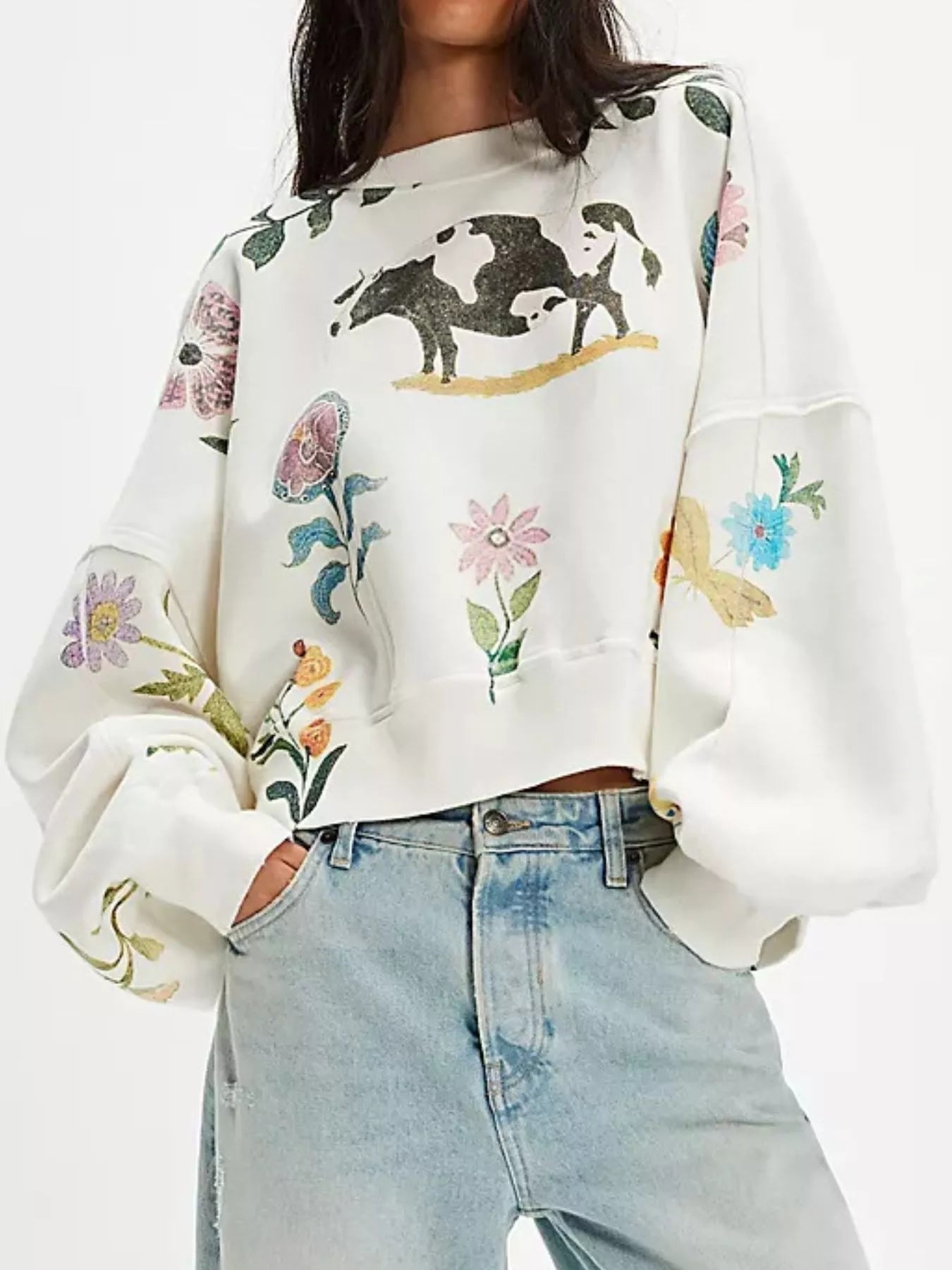 Perfectly Printed Sweatshirt - Oh she Rose