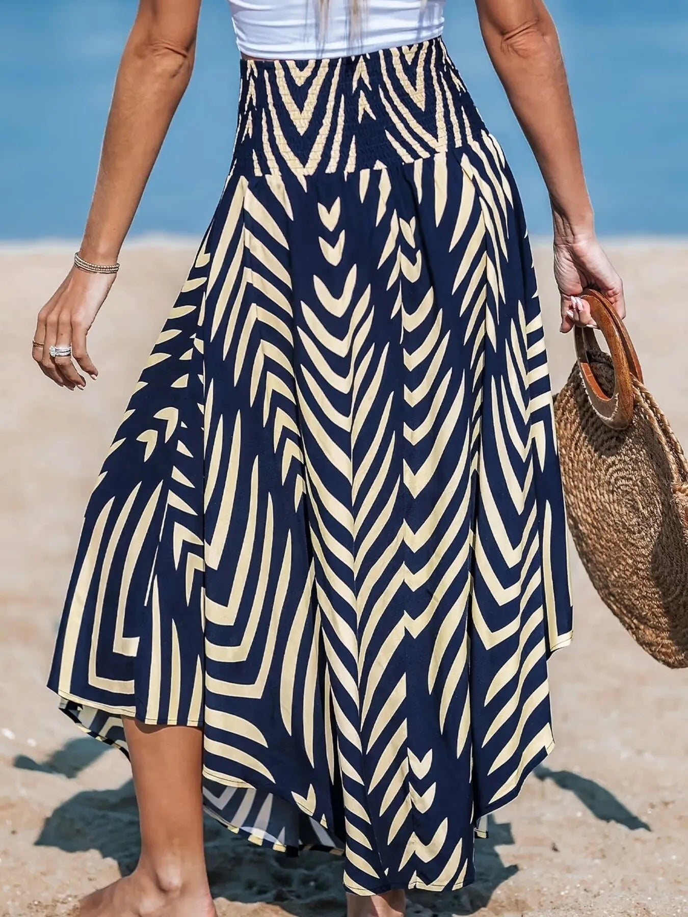 Printed High Waist Maxi Skirt - Oh she Rose