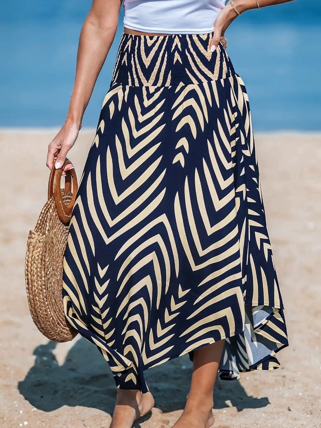 Printed High Waist Maxi Skirt - Oh she Rose