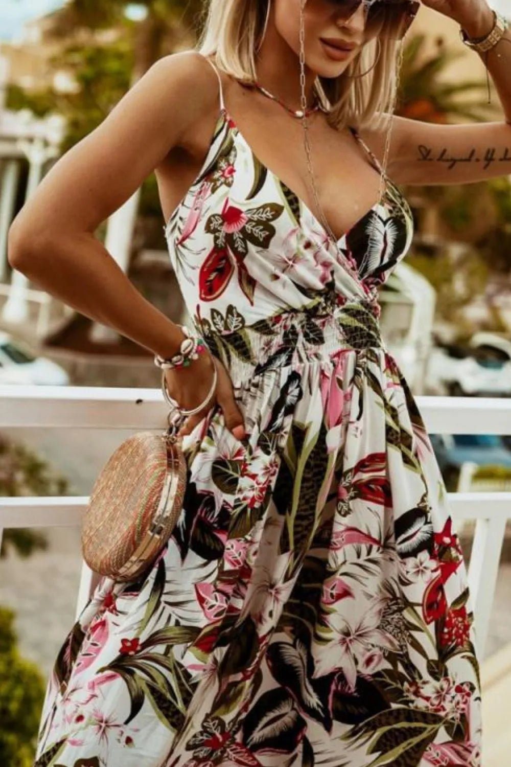 Printed Spaghetti Strap Maxi Dress - Oh she Rose