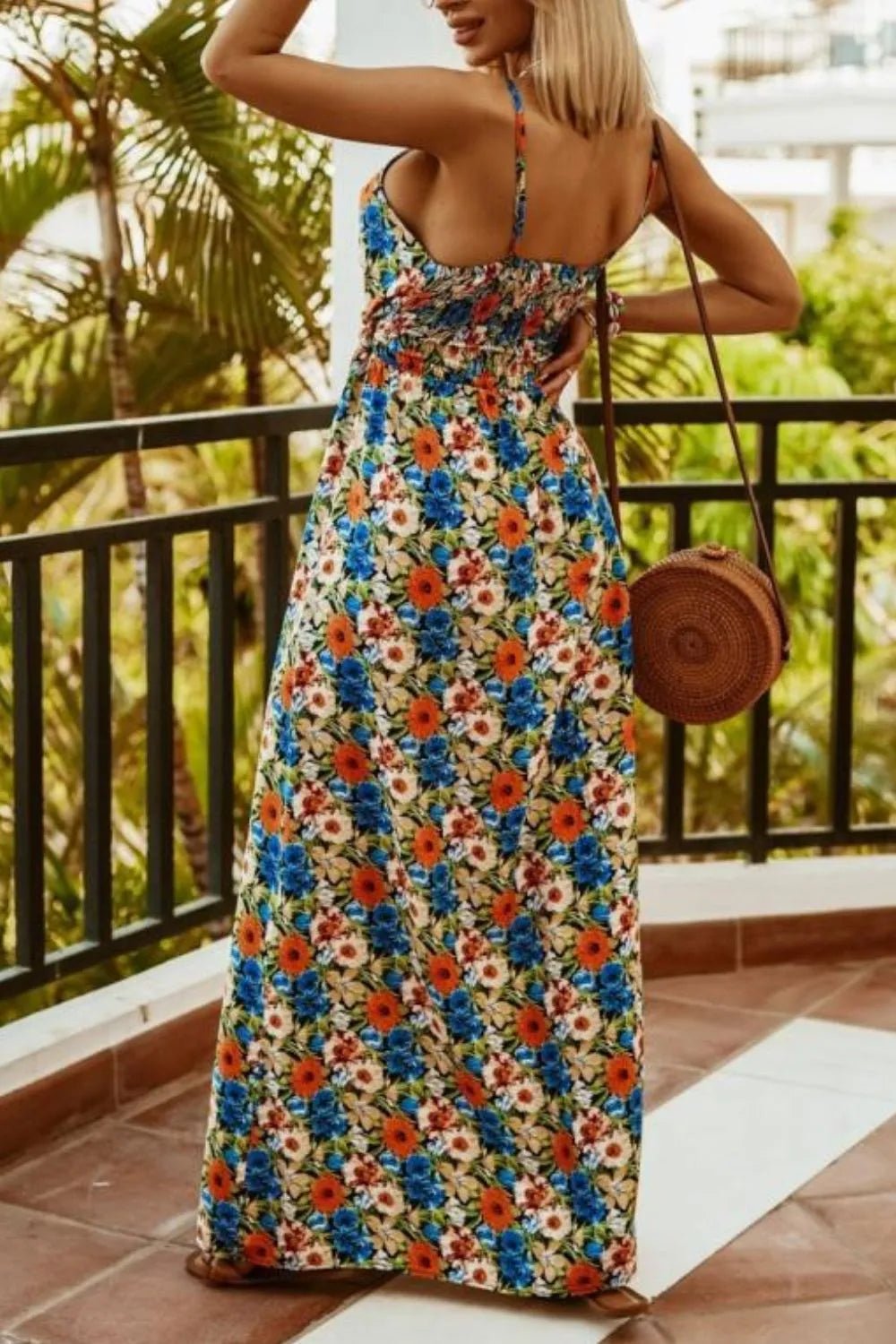 Printed Spaghetti Strap Maxi Dress - Oh she Rose