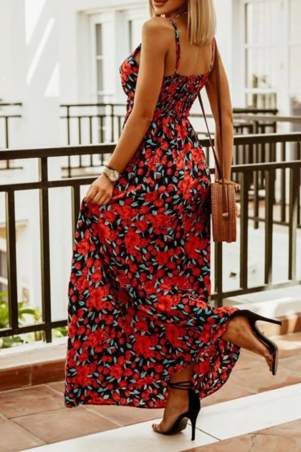 Printed Spaghetti Strap Maxi Dress - Oh she Rose