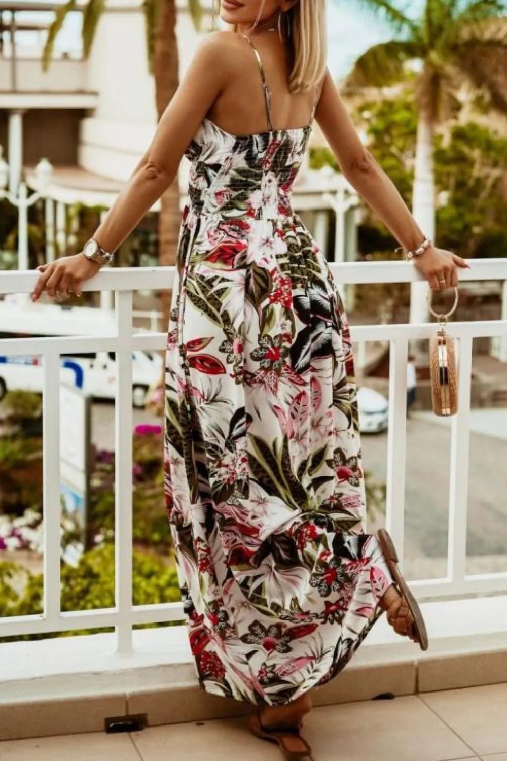 Printed Spaghetti Strap Maxi Dress - Oh she Rose