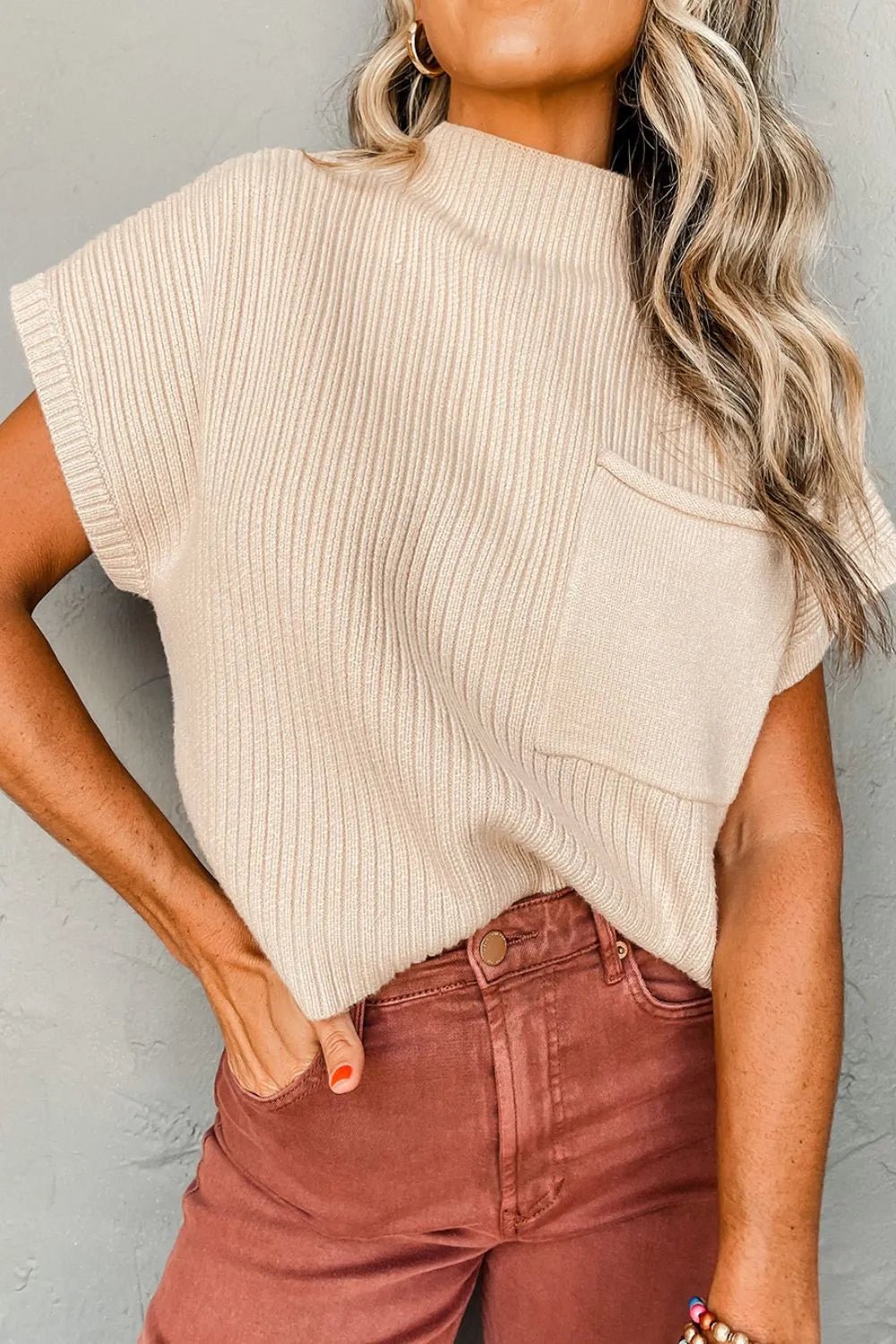 Pumpkin Spice Mock Neck Vest - Oh she Rose