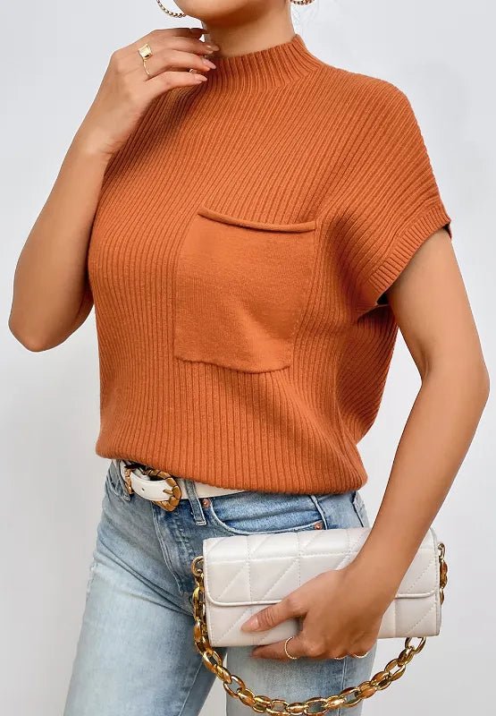 Pumpkin Spice Mock Neck Vest - Oh she Rose