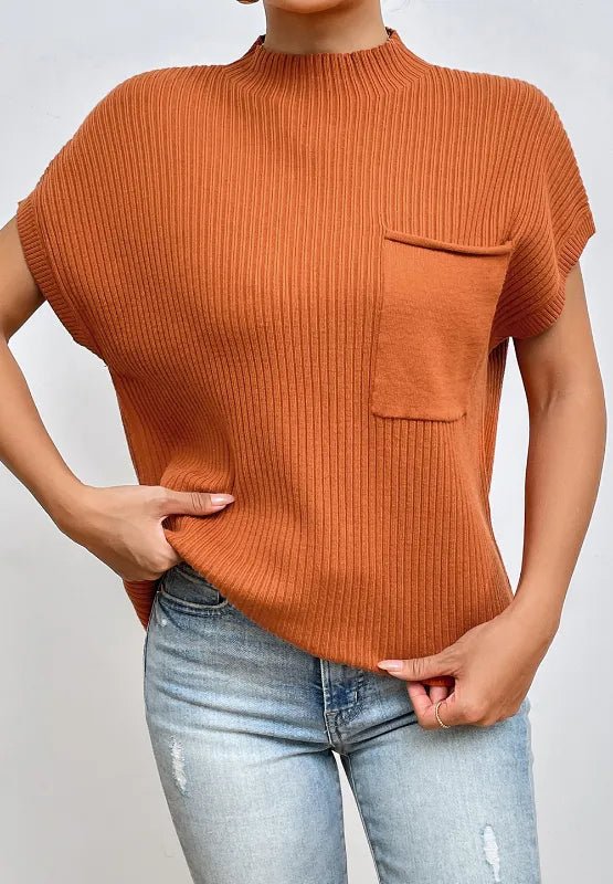 Pumpkin Spice Mock Neck Vest - Oh she Rose
