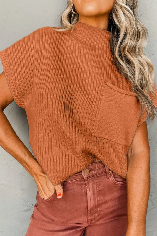 Pumpkin Spice Mock Neck Vest - Oh she Rose