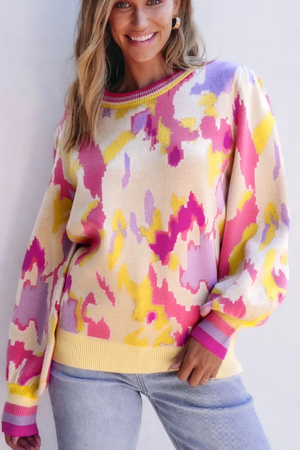 Retro Vibes Round Neck Sweater - Oh she Rose